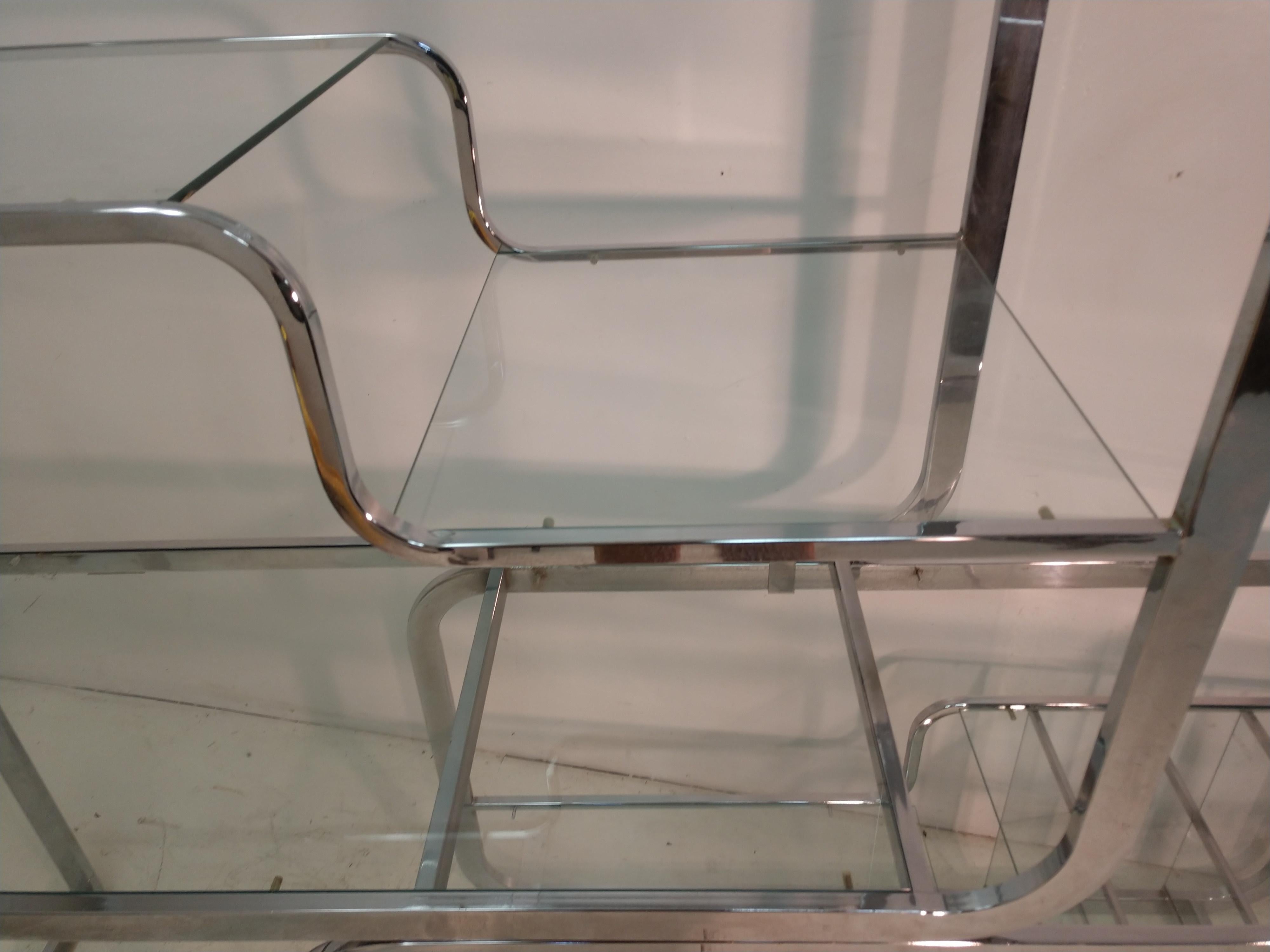 Mid Century Modern Etagere Cocktail Table Chrome & Glass by DIA In Good Condition In Port Jervis, NY