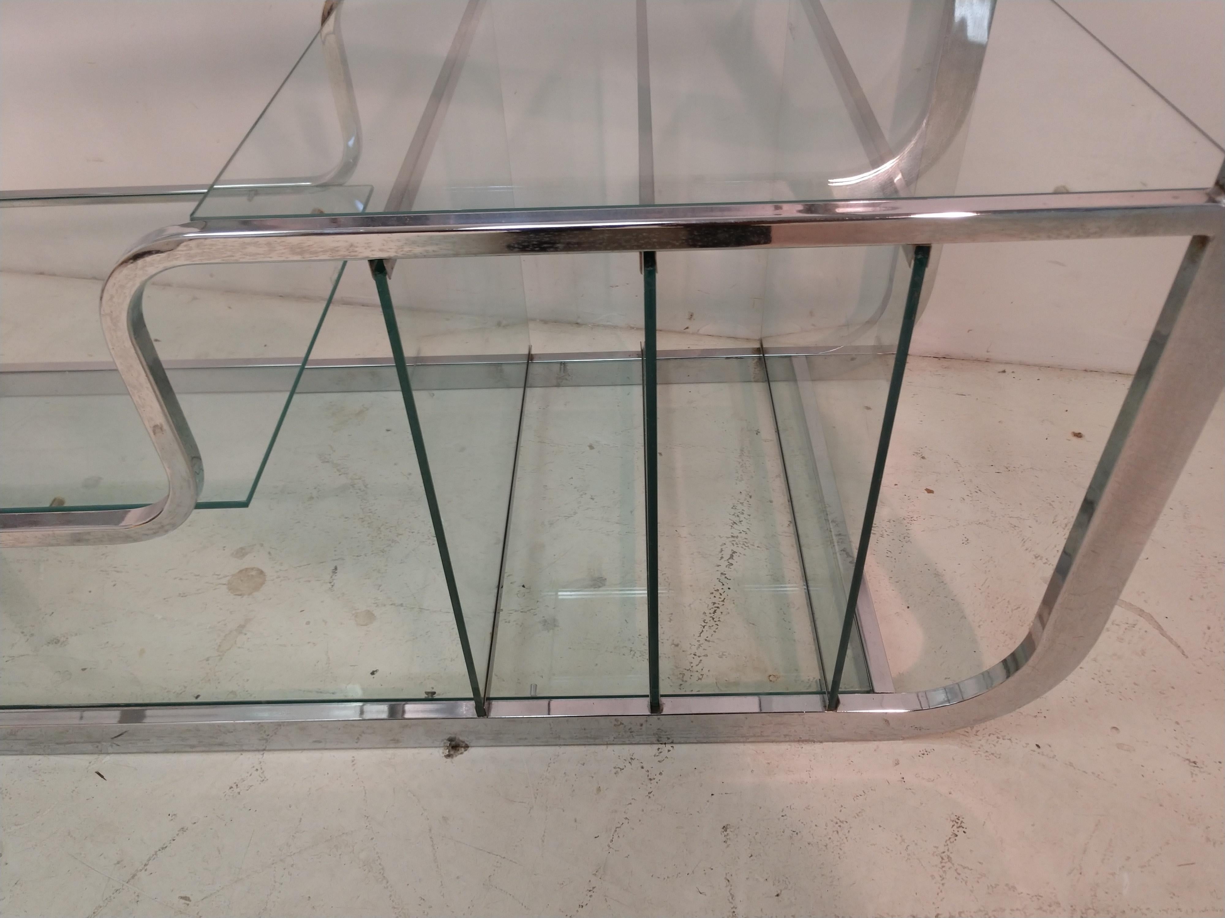 Mid-20th Century Mid Century Modern Etagere Cocktail Table Chrome & Glass by DIA