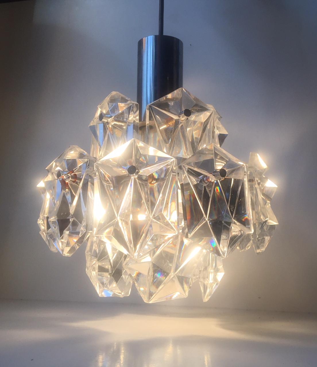 Mid-Century Faceted Crystal Pendant Chandelier by J.T. Kalmar, 1960s For Sale 2