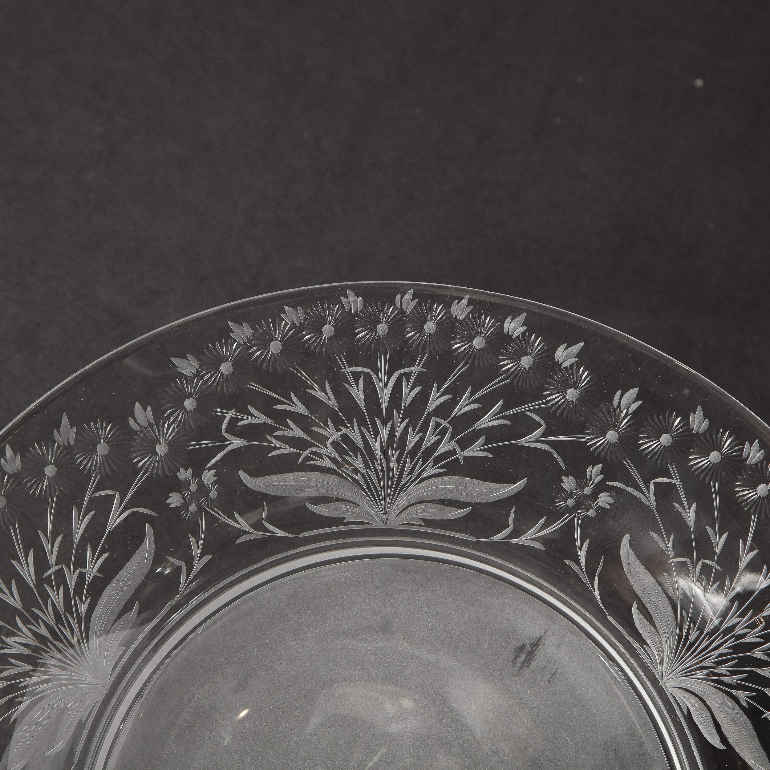 Mid-Century Modern Etched Glass Swedish Bowl & Serving Dish Signed Kosta Boda For Sale 5
