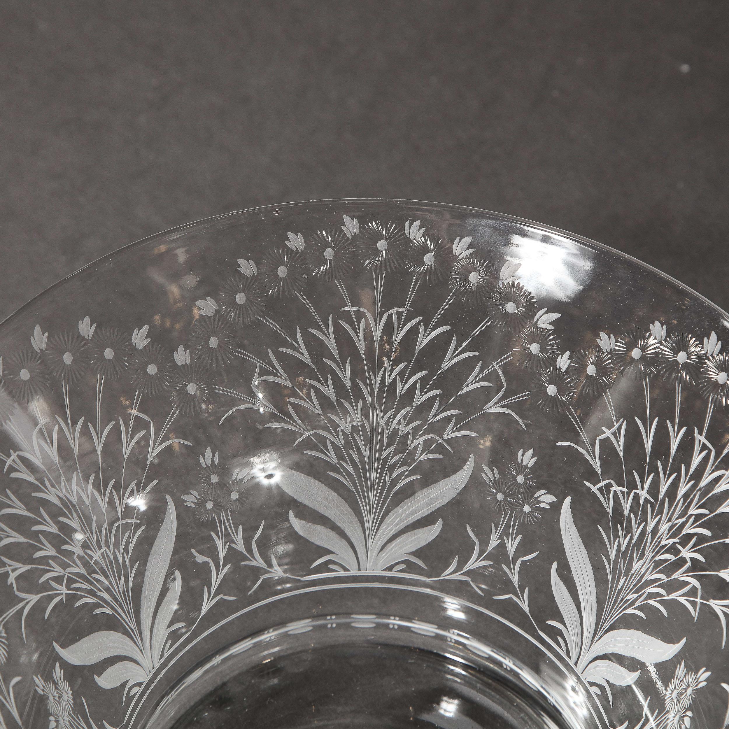 Mid-Century Modern Etched Glass Swedish Bowl & Serving Dish Signed Kosta Boda For Sale 6