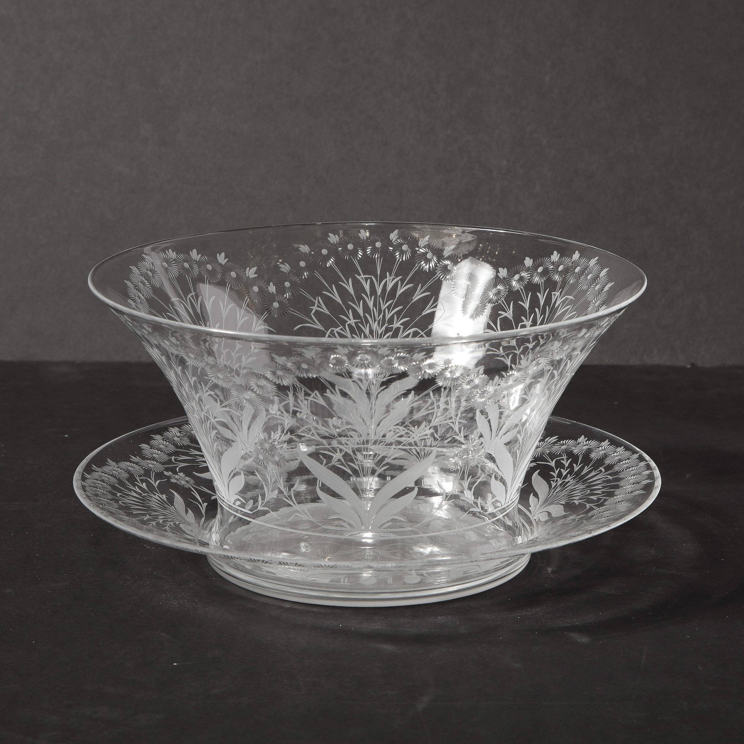 vintage etched glass bowl