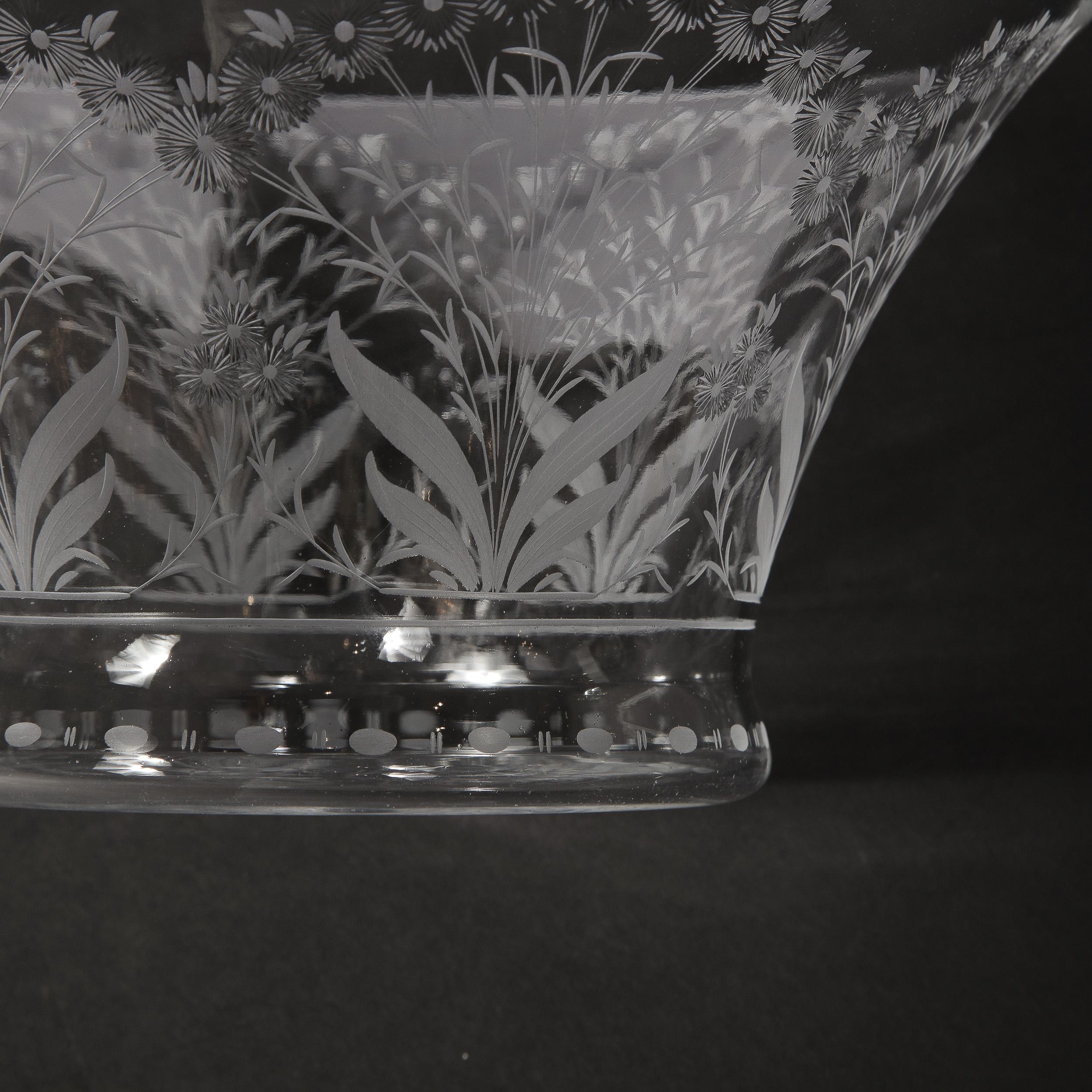Mid-Century Modern Etched Glass Swedish Bowl & Serving Dish Signed Kosta Boda For Sale 2