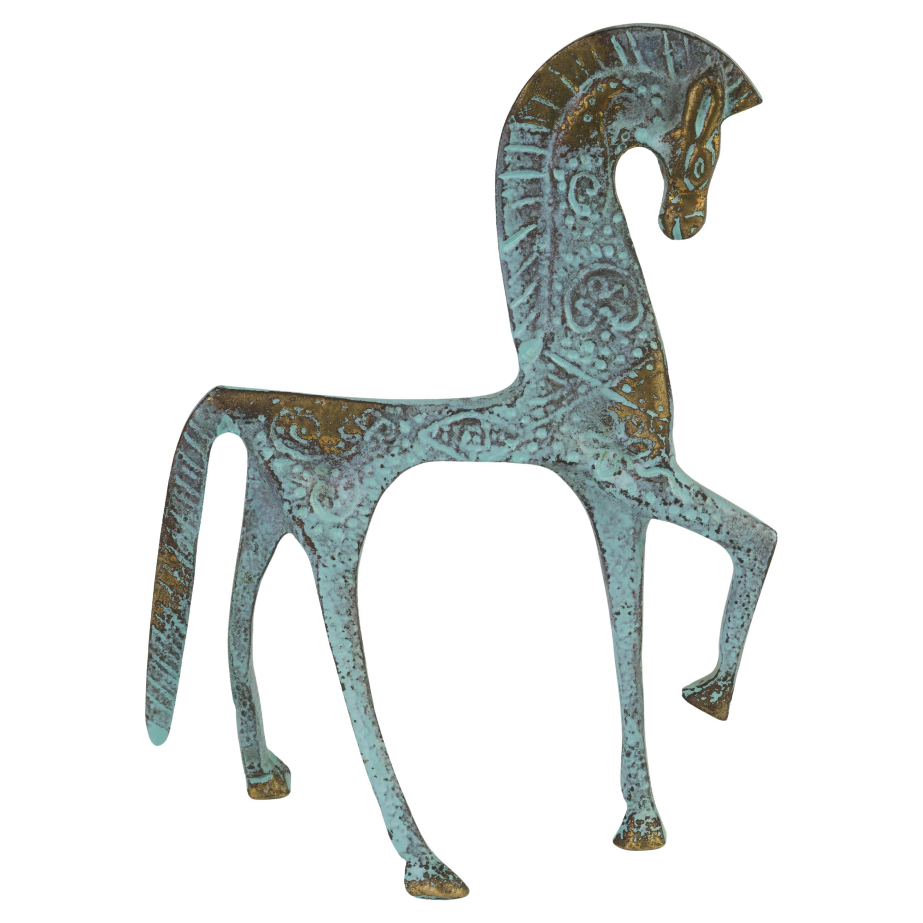 Mid Century Modern Etruscan Brass Horse Figurine in Style of Frederick Weinberg For Sale