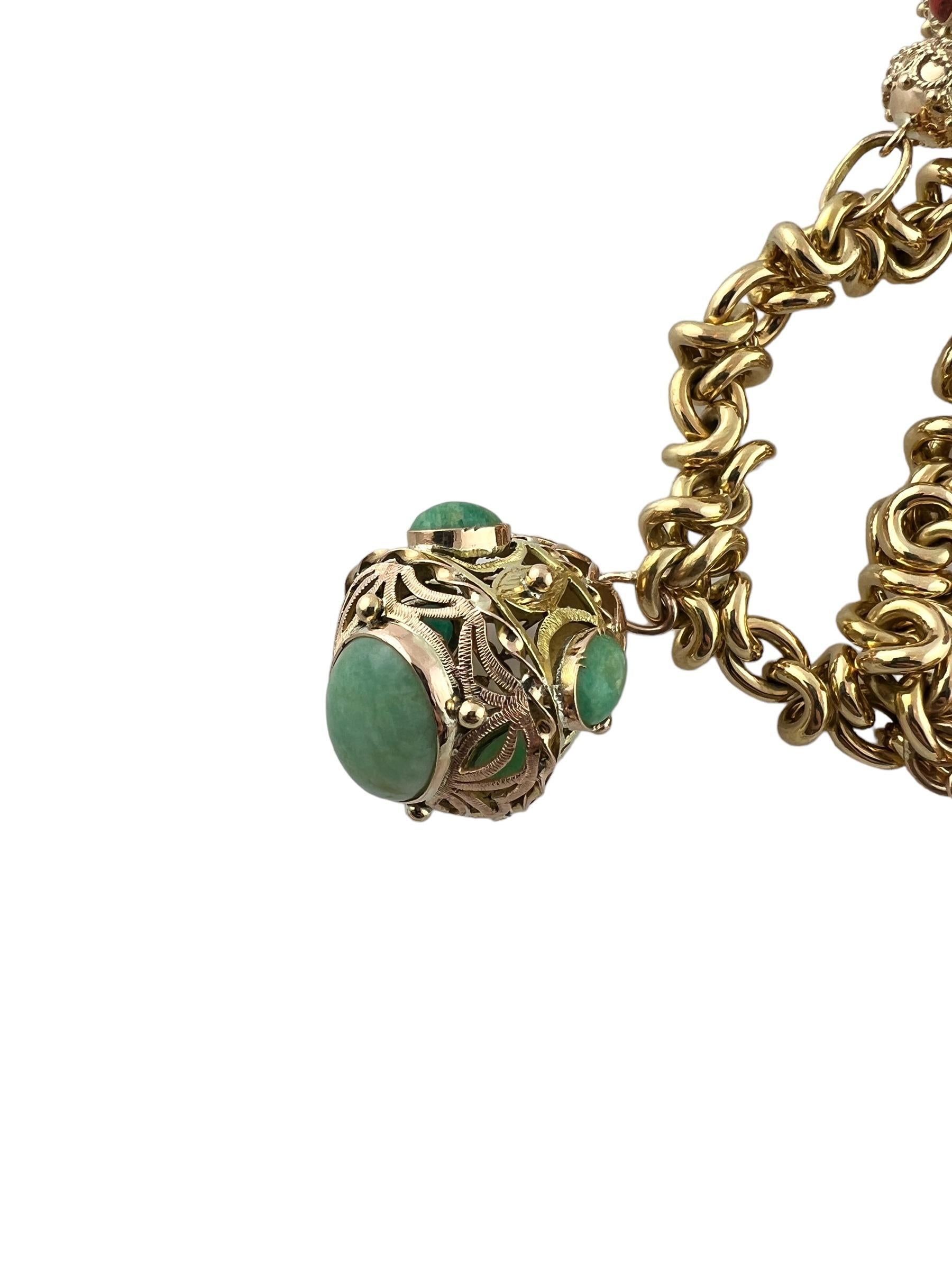 Mid Century Modern Etruscan Revival Bracelet Semi Precious Stones #15733 For Sale 1
