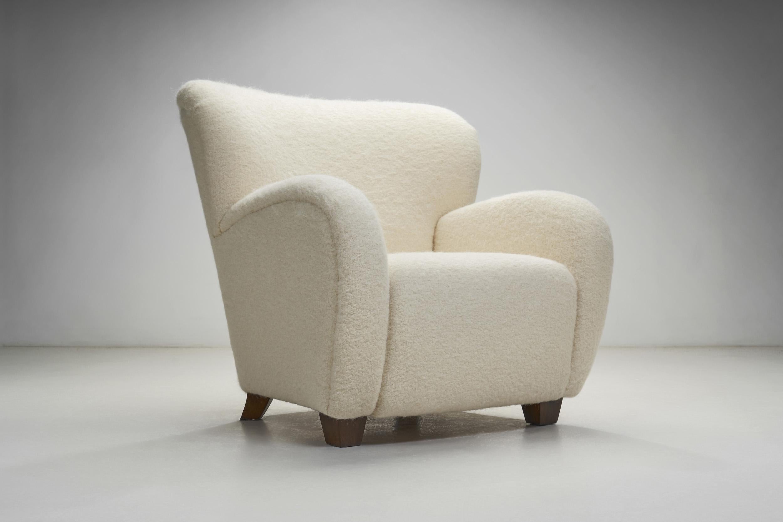 Mid-Century Modern European Cabinetmaker Lounge Chair and Ottoman, Europe 1950s 3