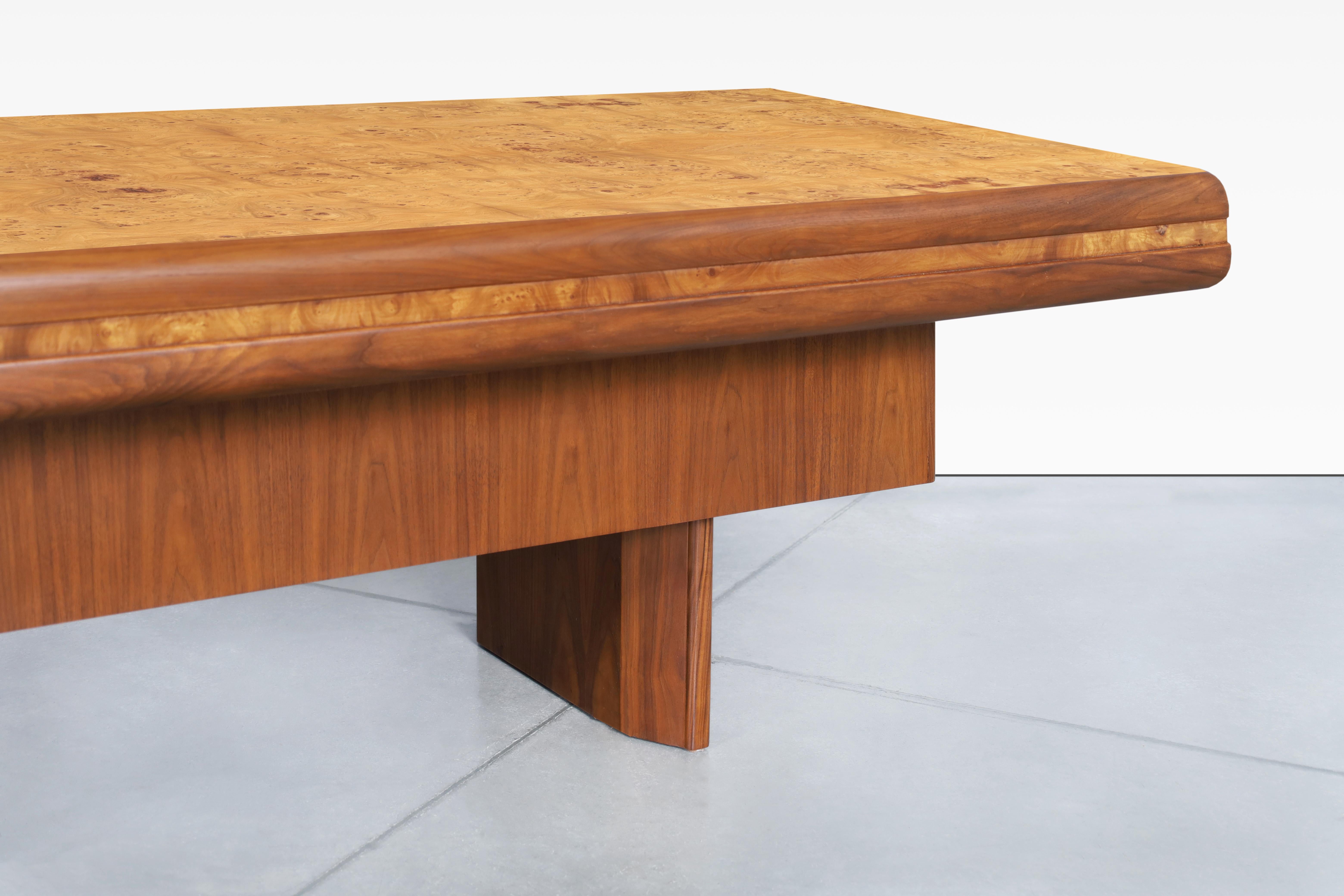Mid-Century Modern Executive Burl Wood and Walnut Desk 5