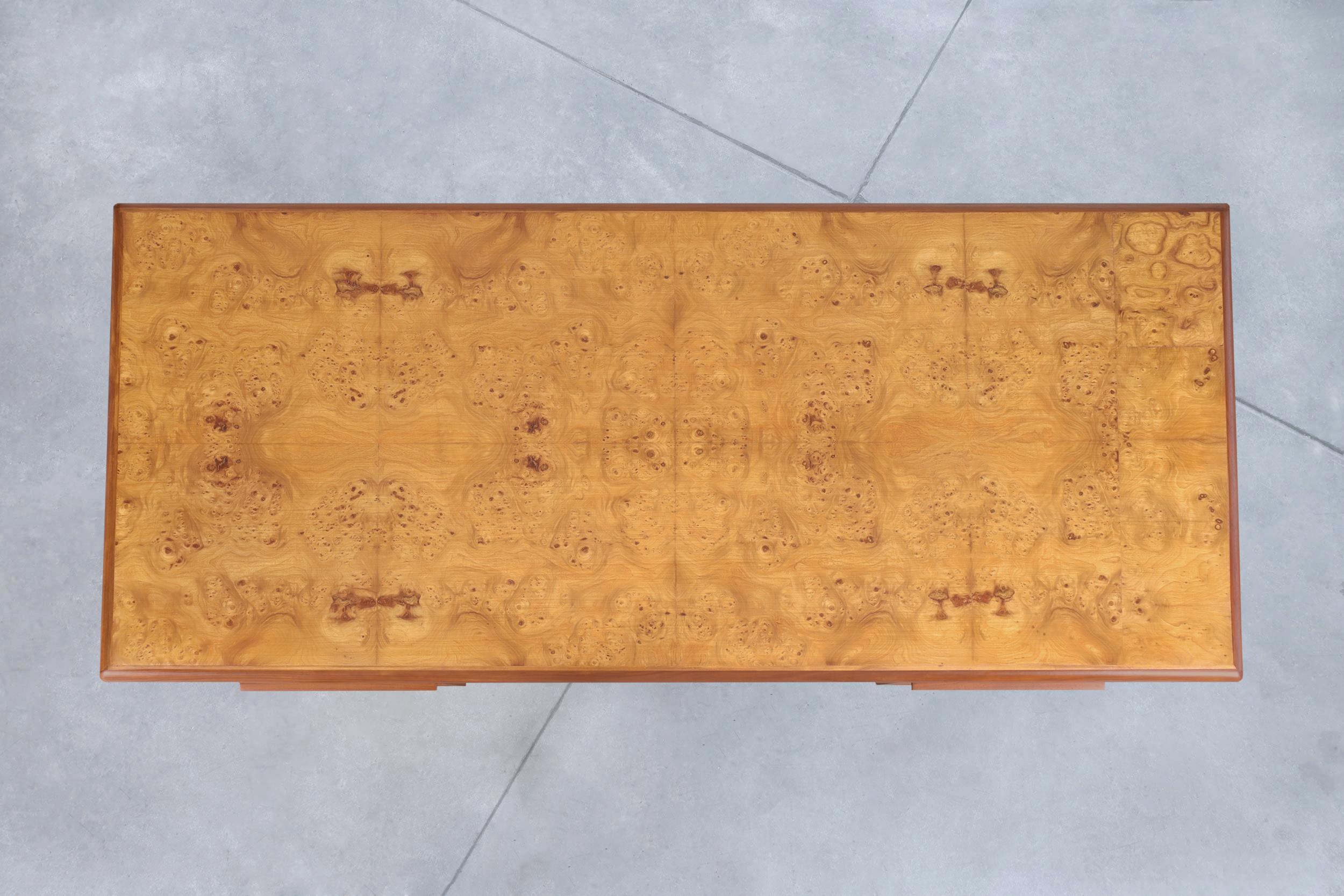 Mid-Century Modern Executive Burl Wood and Walnut Desk 6