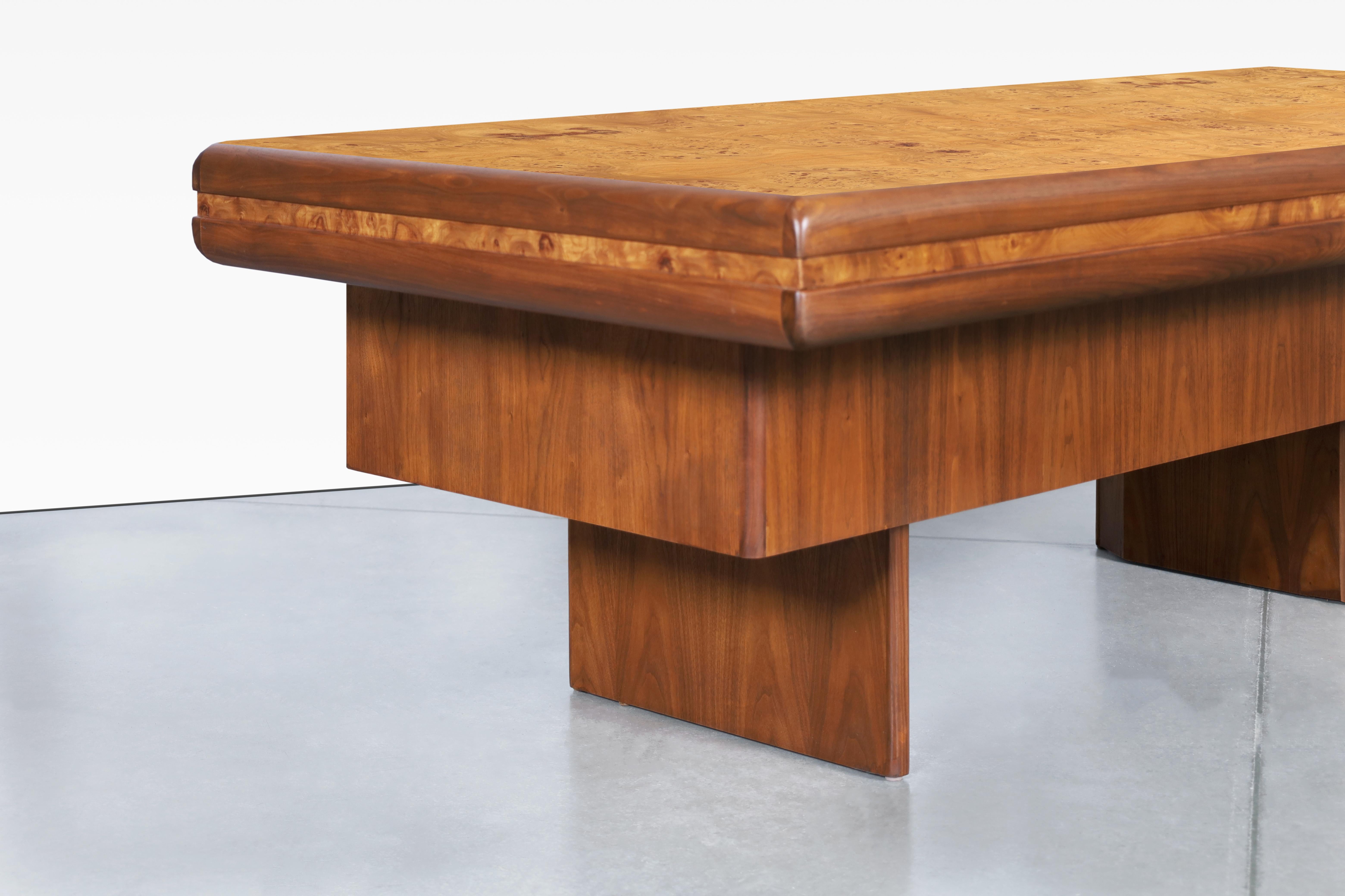 Mid-Century Modern Executive Burl Wood and Walnut Desk 4