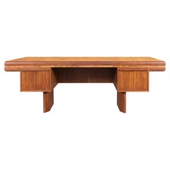 Mid-Century Modern Executive Burl Wood and Walnut Desk