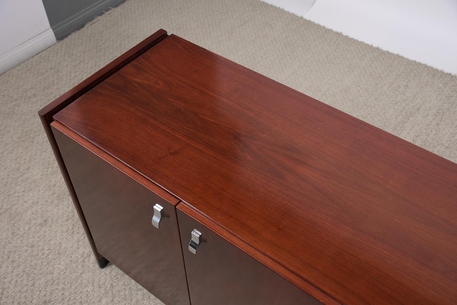 1960s Mahogany Mid-Century Modern Credenza with Chrome Accents 3