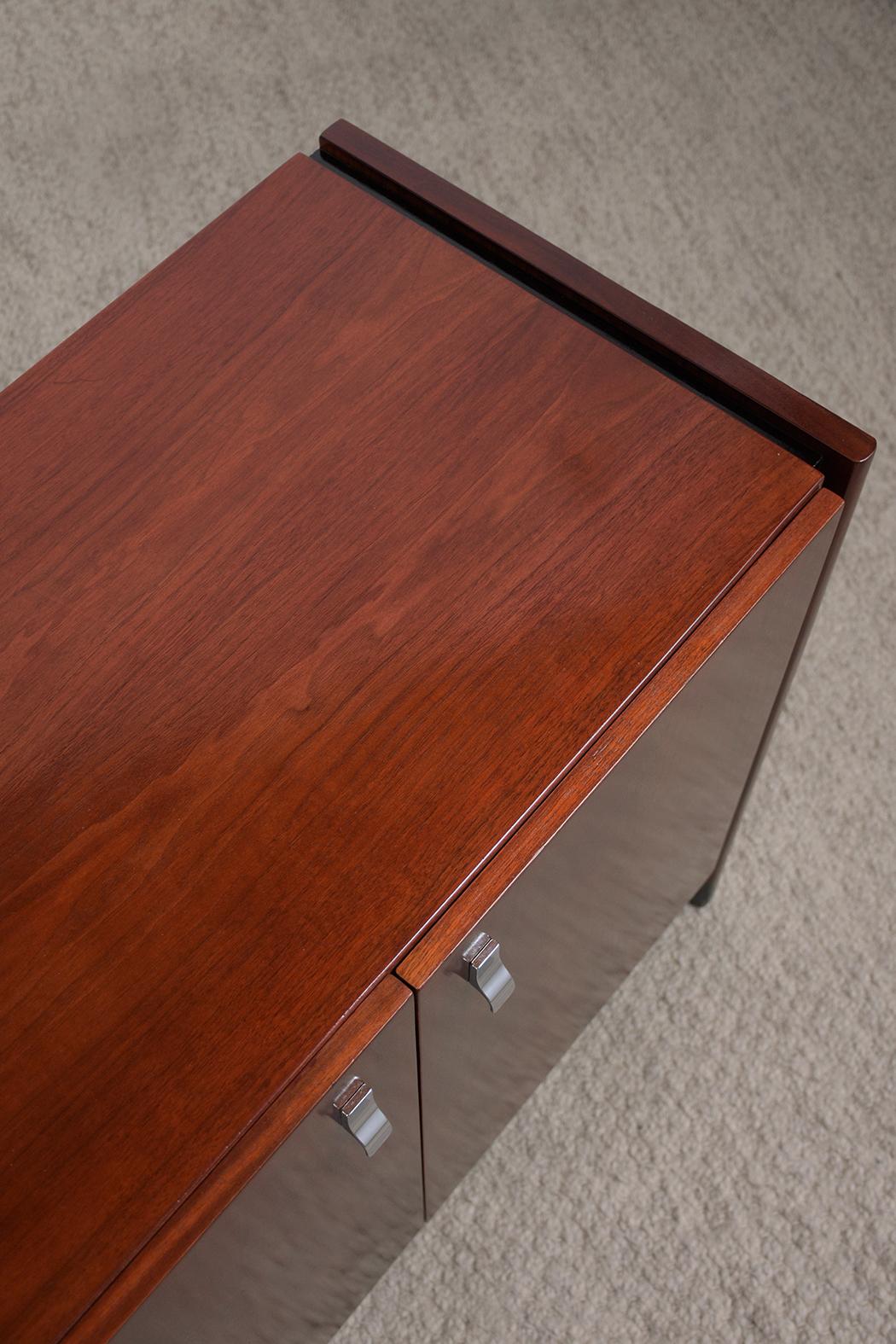 1960s Mahogany Mid-Century Modern Credenza with Chrome Accents 4