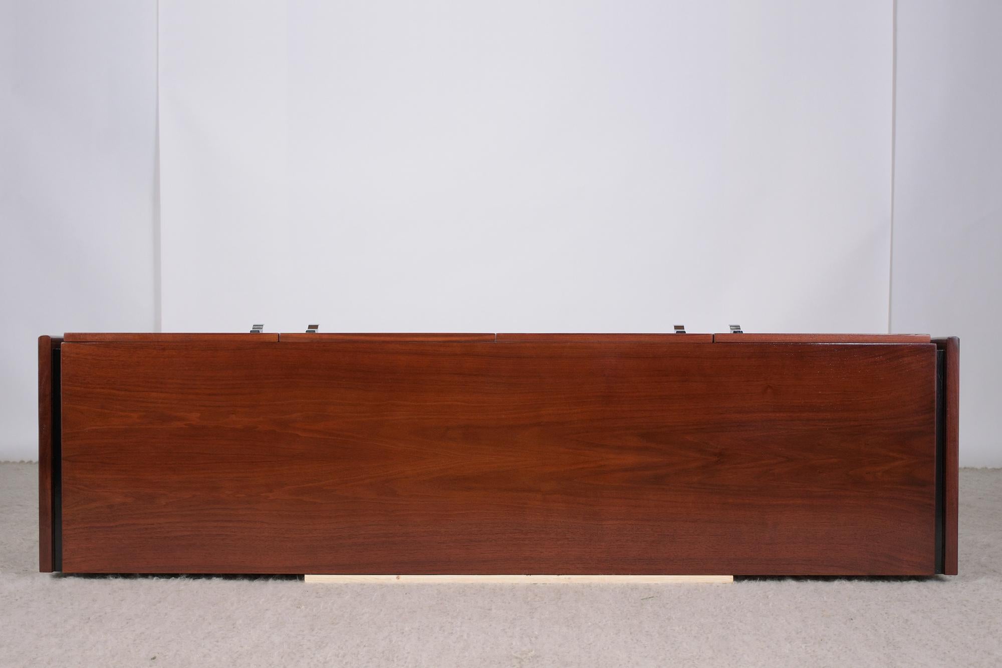 1960s Mahogany Mid-Century Modern Credenza with Chrome Accents 8