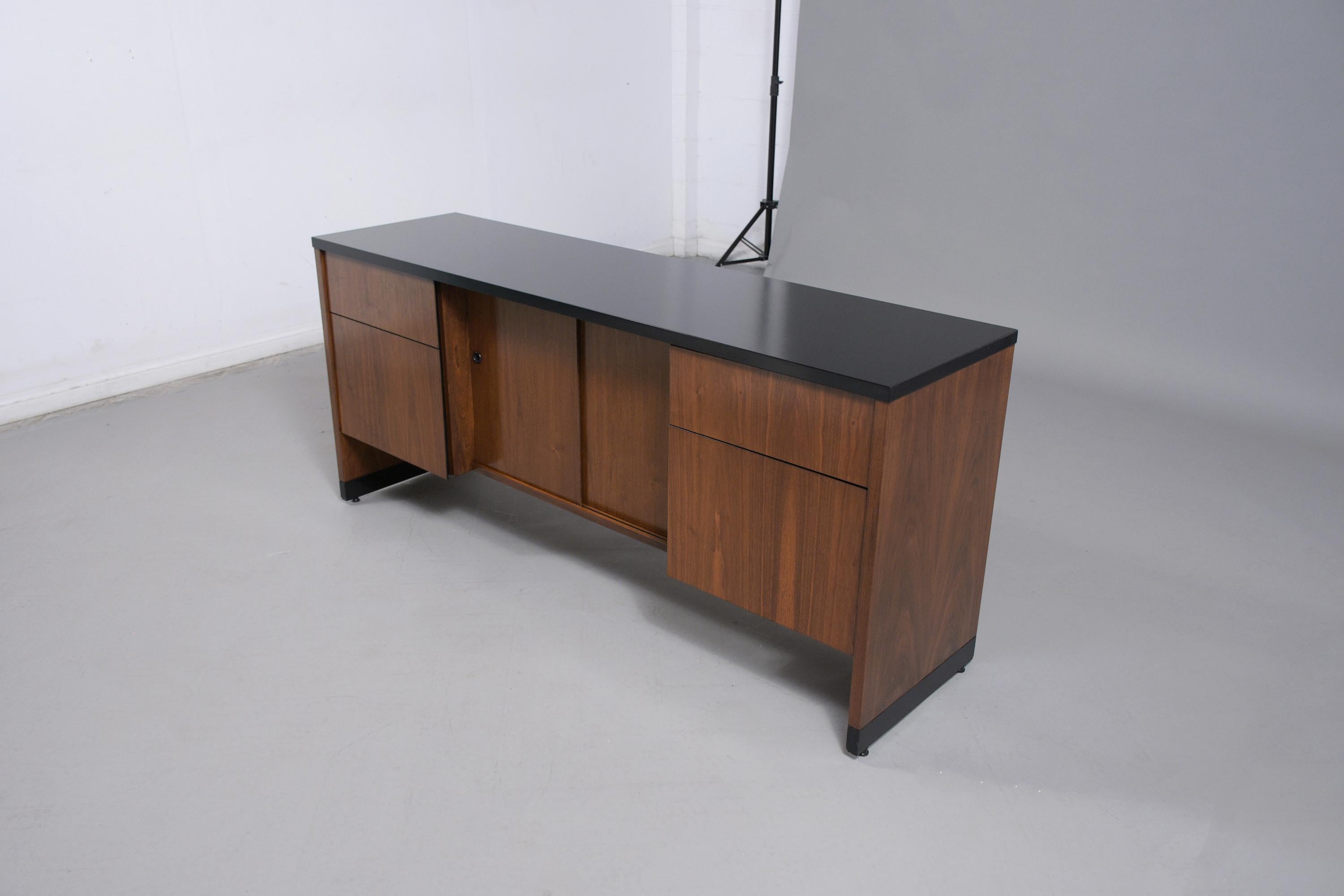 Restored Mid-Century Modern Executive Credenza in Ebonized Walnut 5