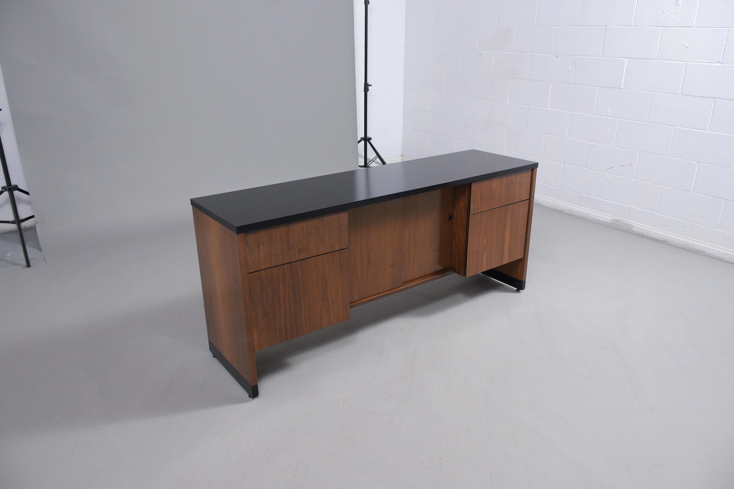 Restored Mid-Century Modern Executive Credenza in Ebonized Walnut 1