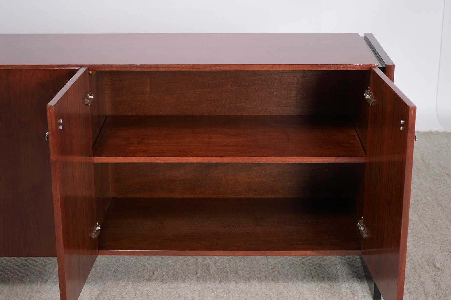 1960s Mahogany Mid-Century Modern Credenza with Chrome Accents 1