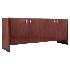 1960s Mahogany Mid-Century Modern Credenza with Chrome Accents