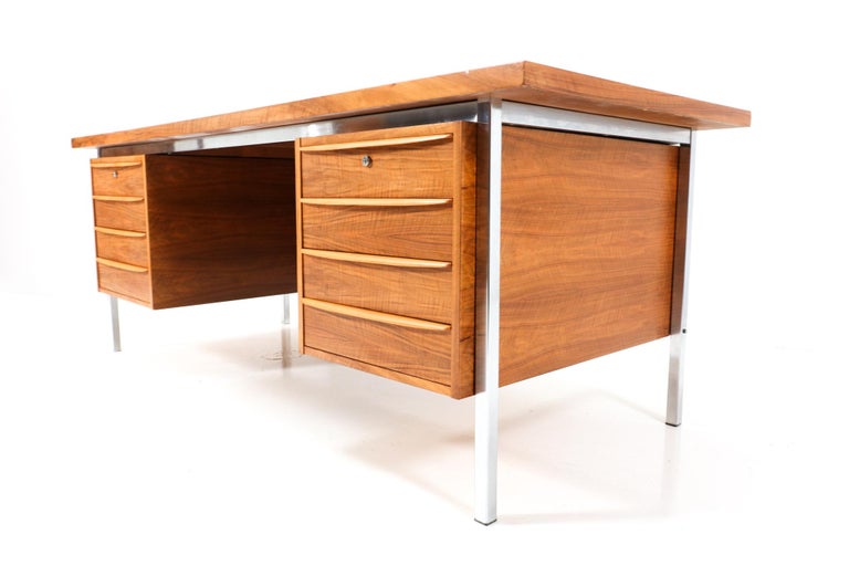 Chrome Mid-Century Modern Executive Desk by Salomonson & Tempelman for AP Originals For Sale