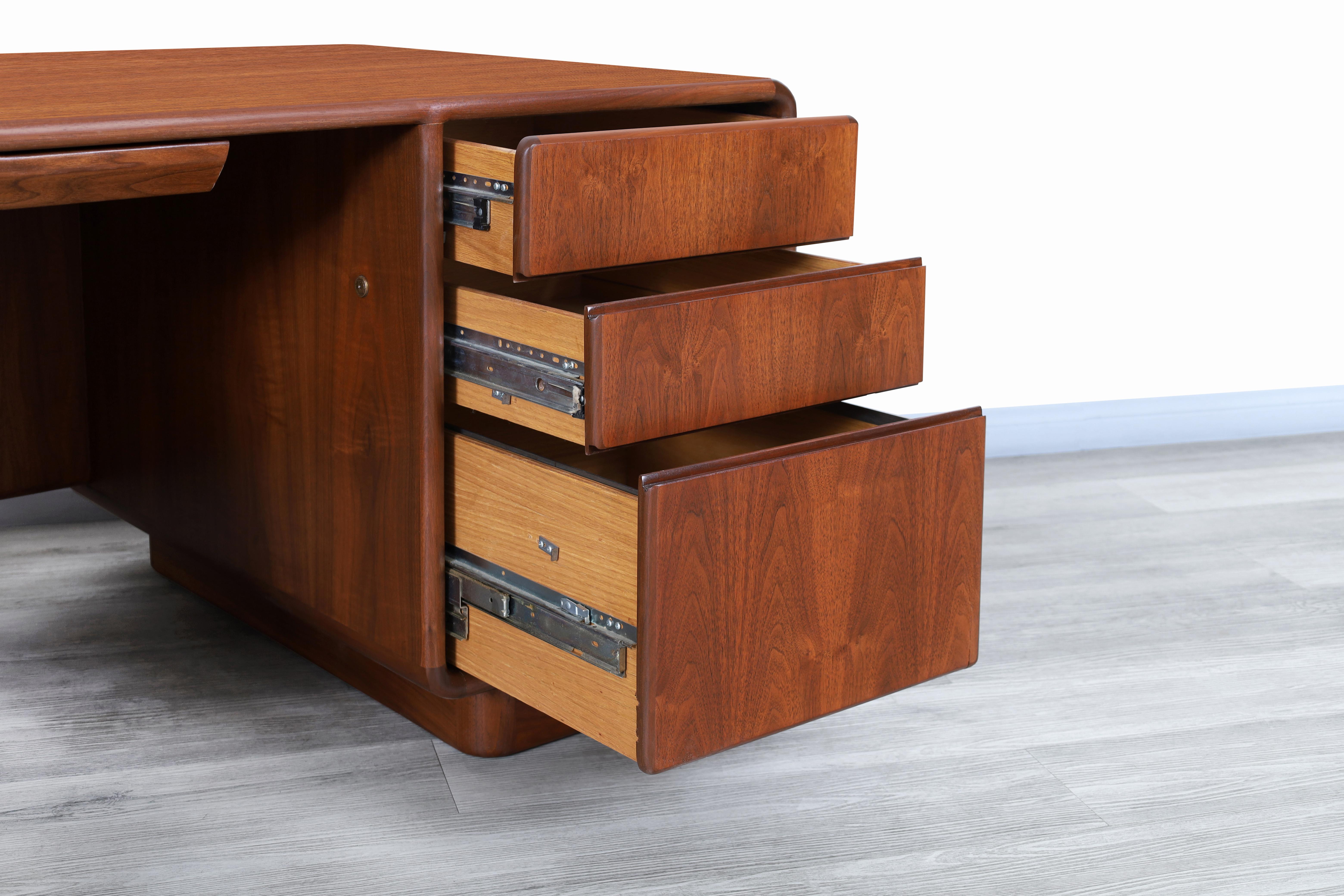 Mid-Century Modern Executive Solid Walnut Desk 2