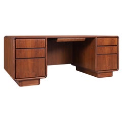 Mid-Century Modern Executive Solid Walnut Desk