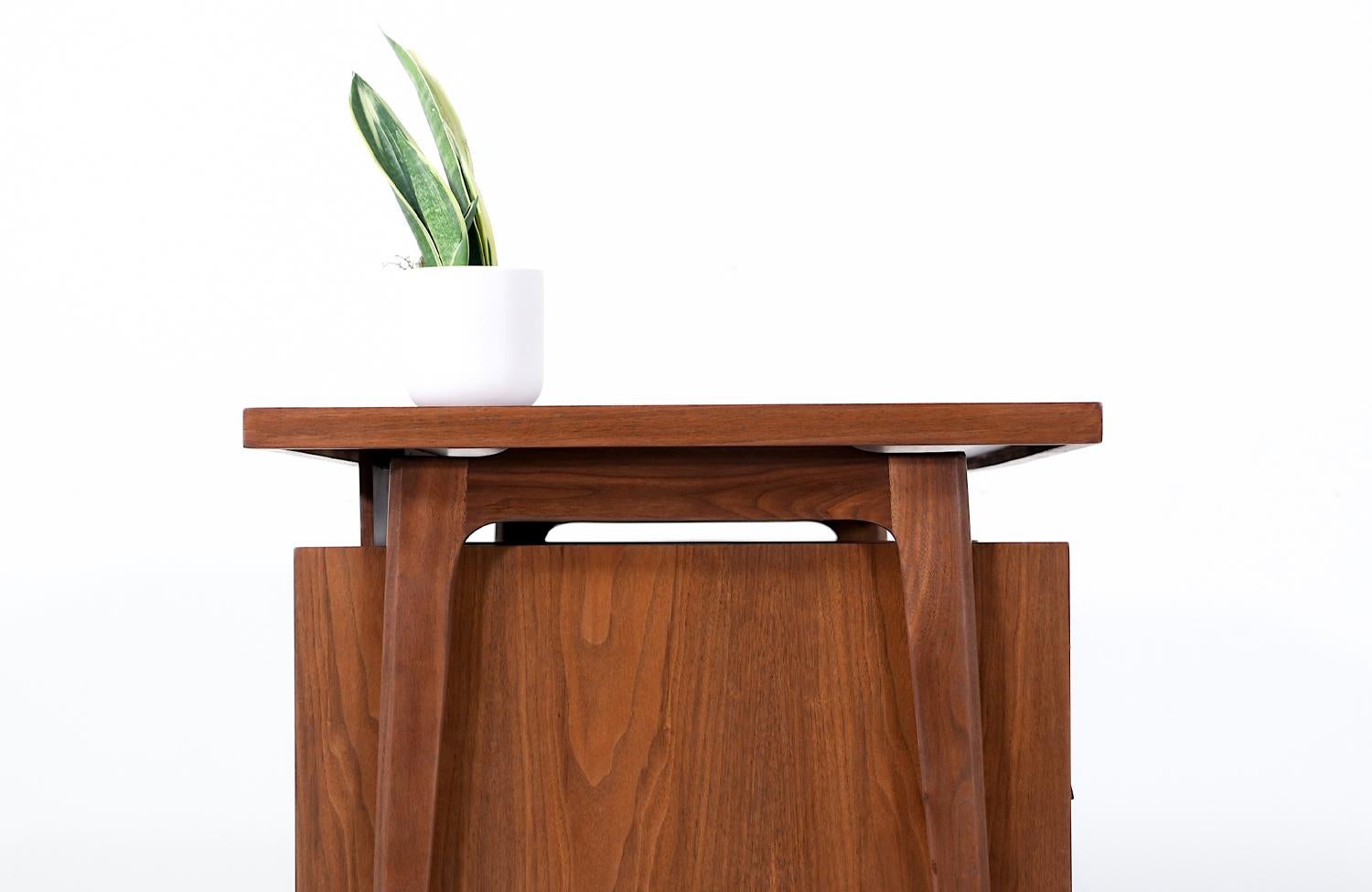Mid-Century Modern Executive Walnut Desk with Floating Top 4