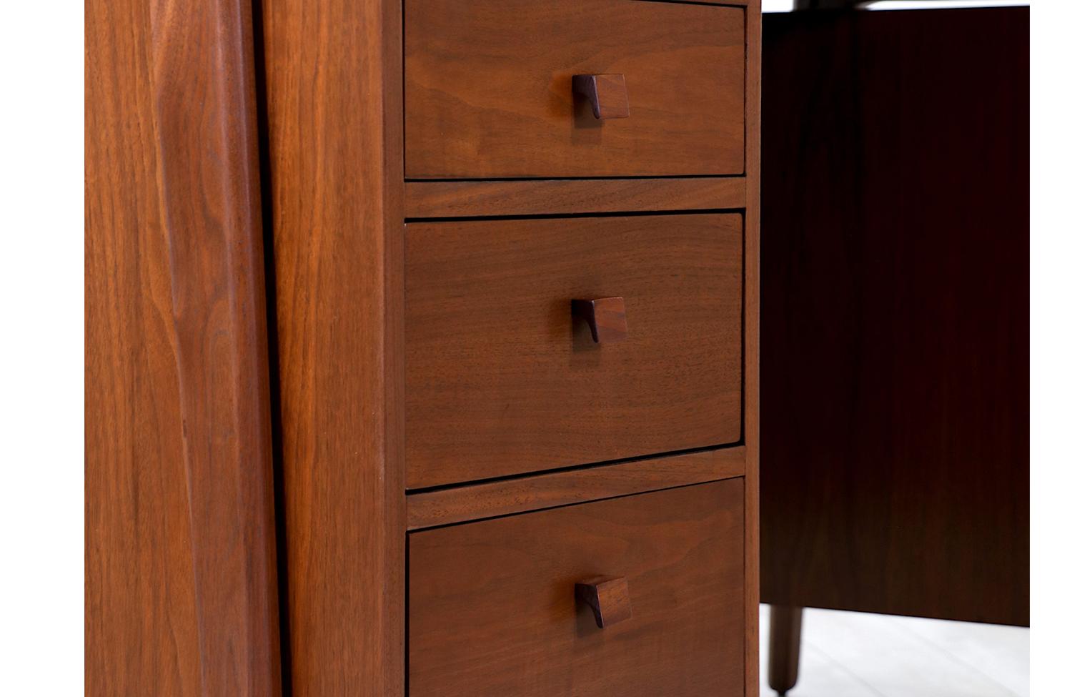 Mid-Century Modern Executive Walnut Desk with Floating Top 5