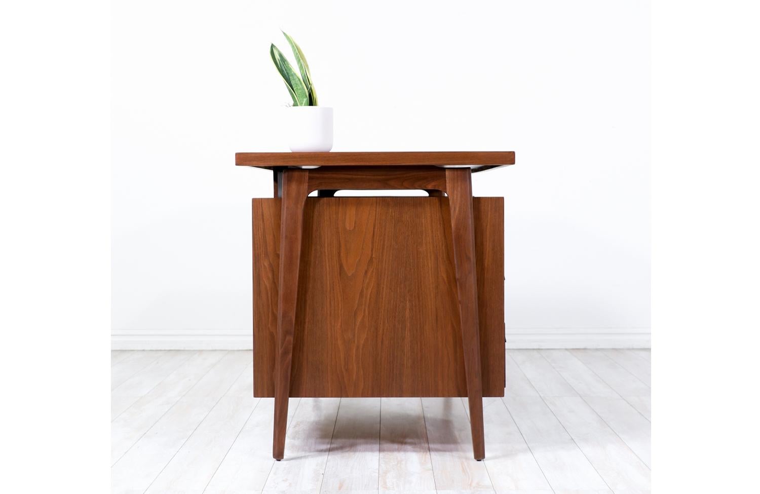 Mid-Century Modern Executive Walnut Desk with Floating Top 3