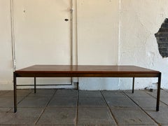Mid-Century Modern Exotic Rosewood Coffee Table or Bench with Bronze Base