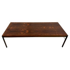 Mid-Century Modern Exotic Rosewood Coffee Table or Bench with Bronze Base