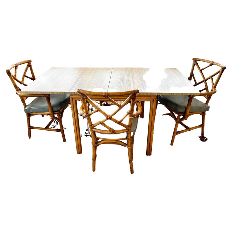 MidCentury Modern Expandable Bamboo Game Table to Dining Rom Table and
