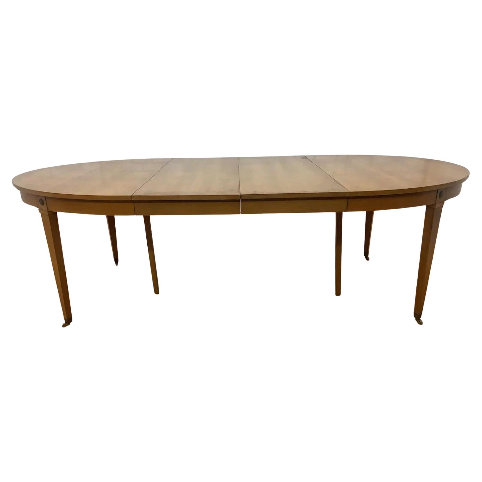 Mid Century Modern Expandable Oval Dining Table with 3 Leaves