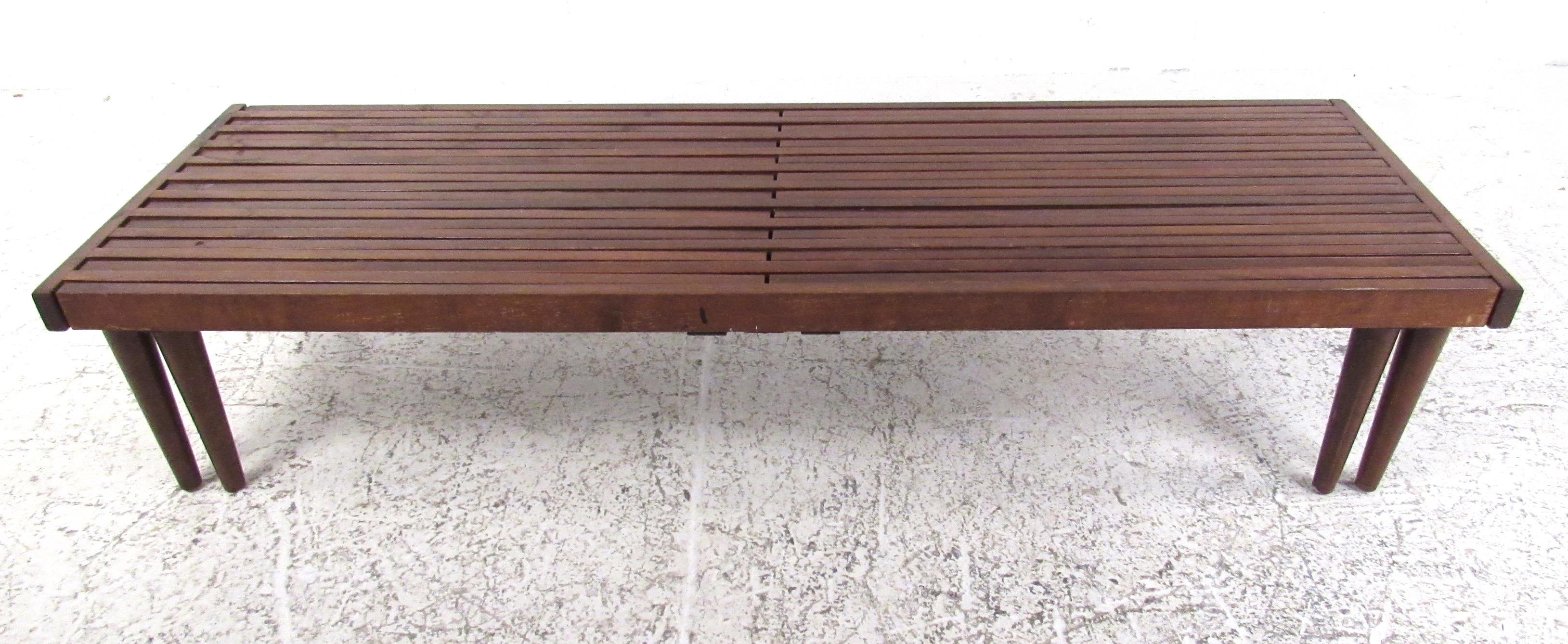 mid century expandable slat bench
