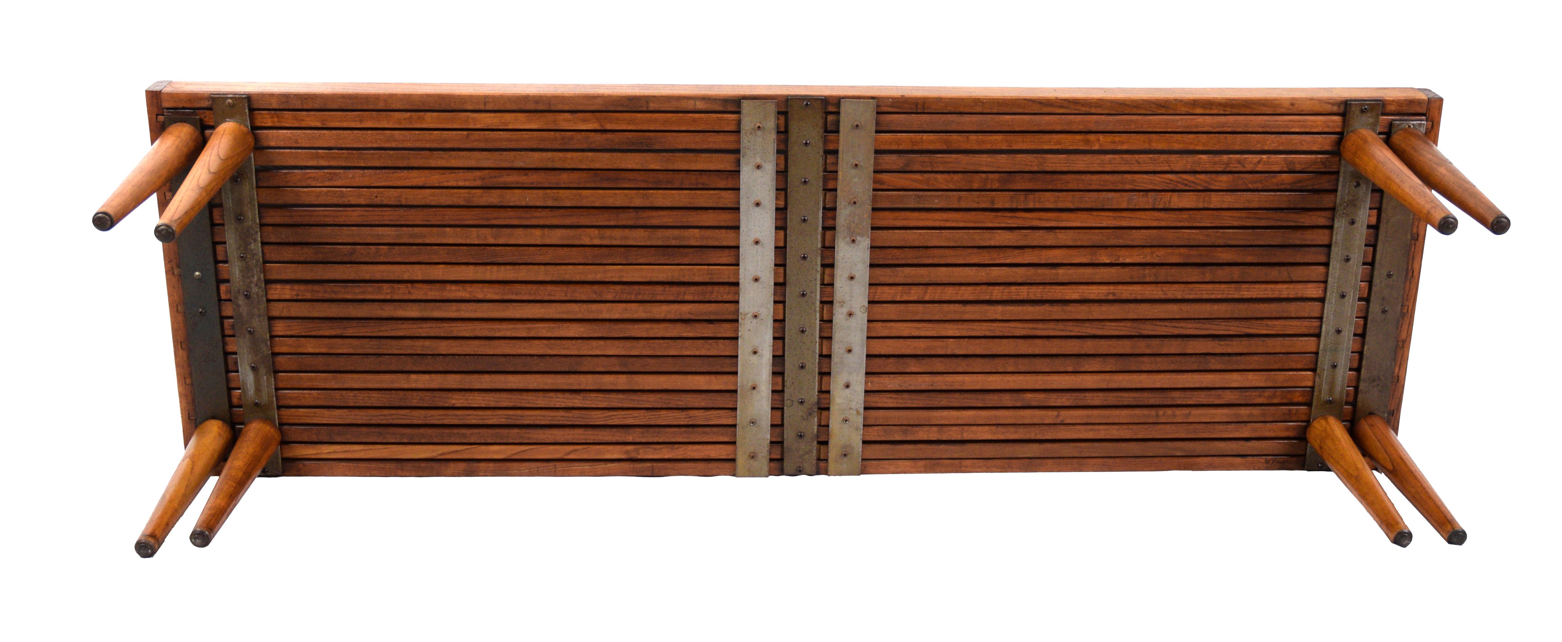 American Mid Century Modern Expandable Slatted Coffee Table/Bench by John Keal