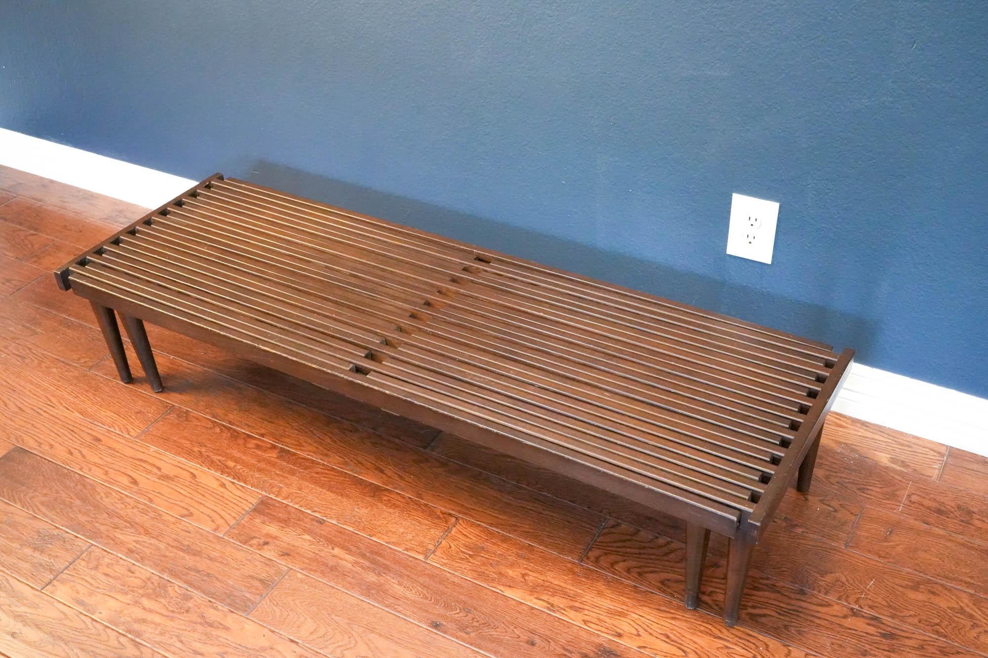 Mid-Century Modern Mid Century Modern Expandable Slatted Wood Bench by John Keal
