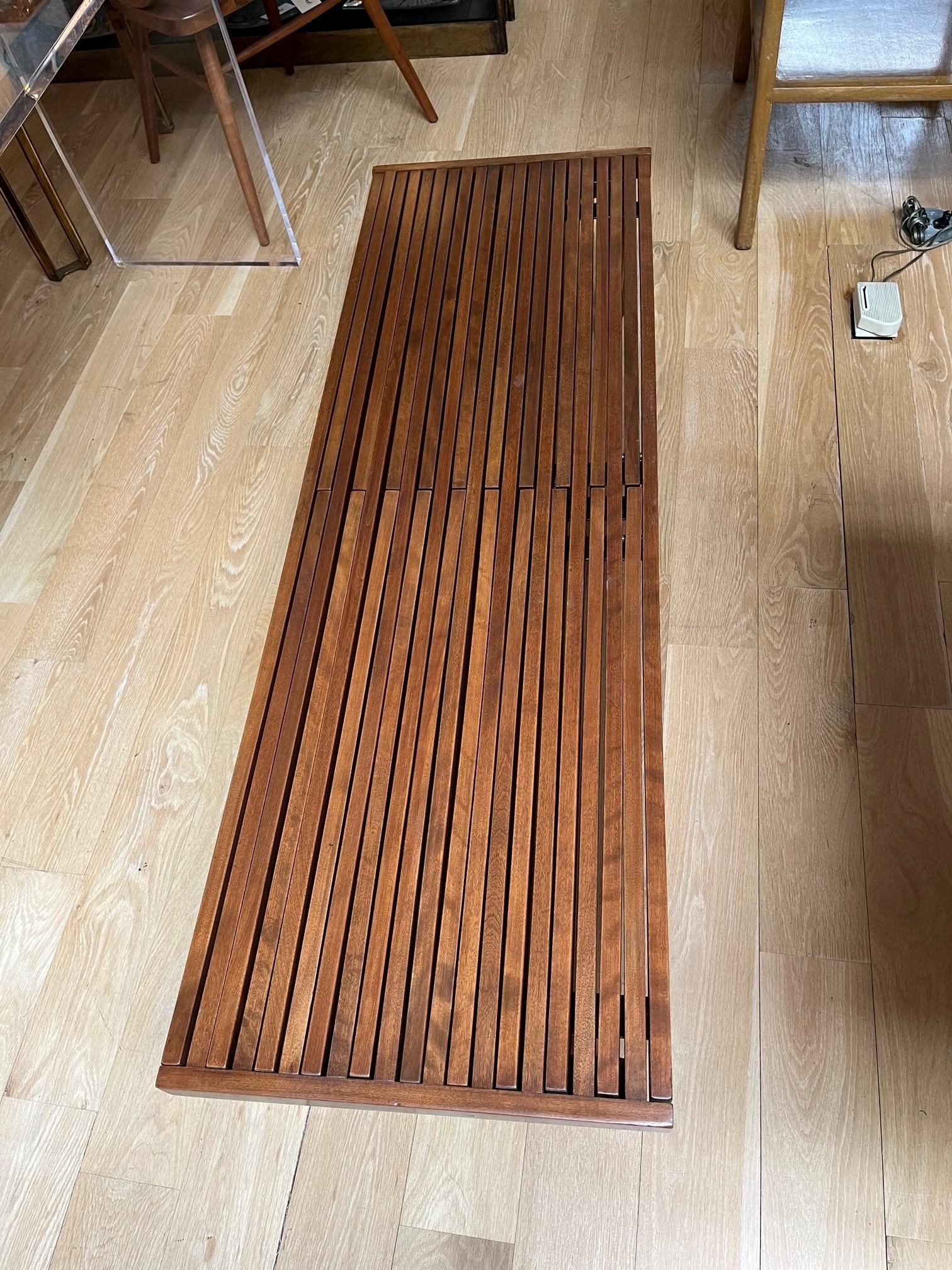 Mid-Century Modern Expandable Slatted Wood Bench by John Keal For Sale 2