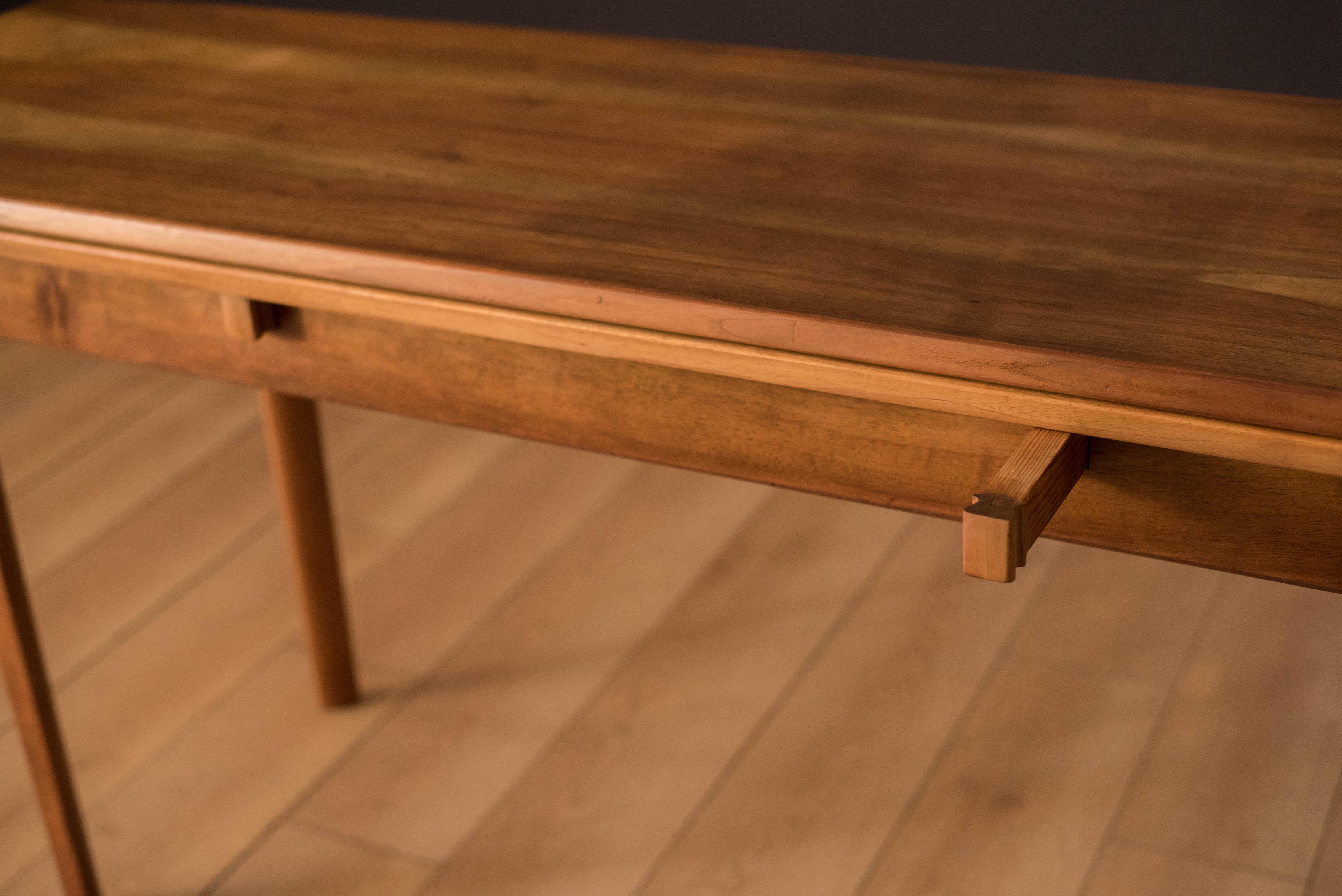 Mid Century Modern Expandable Walnut Console Dining Table 3