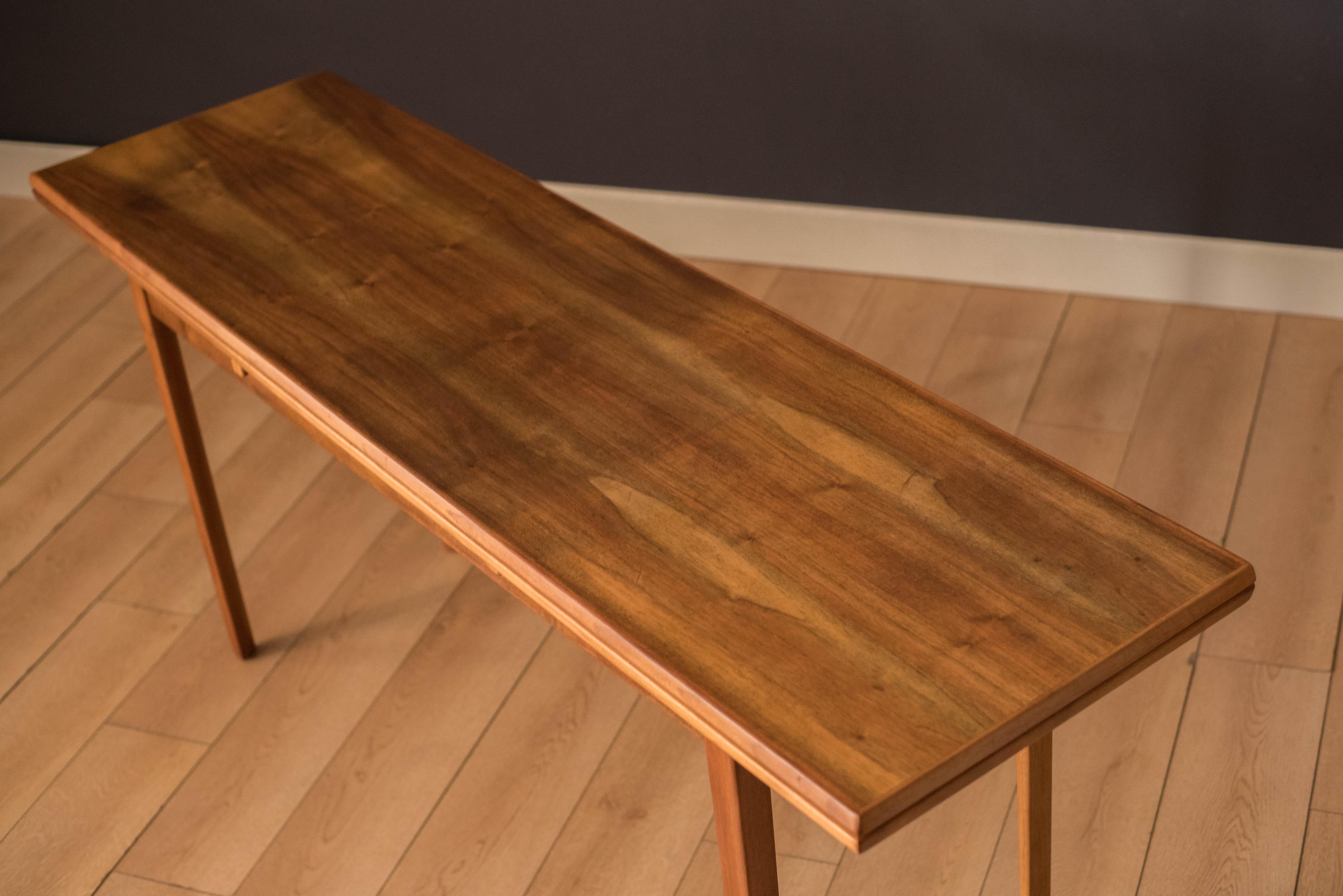 Mid Century Modern Expandable Walnut Console Dining Table 5