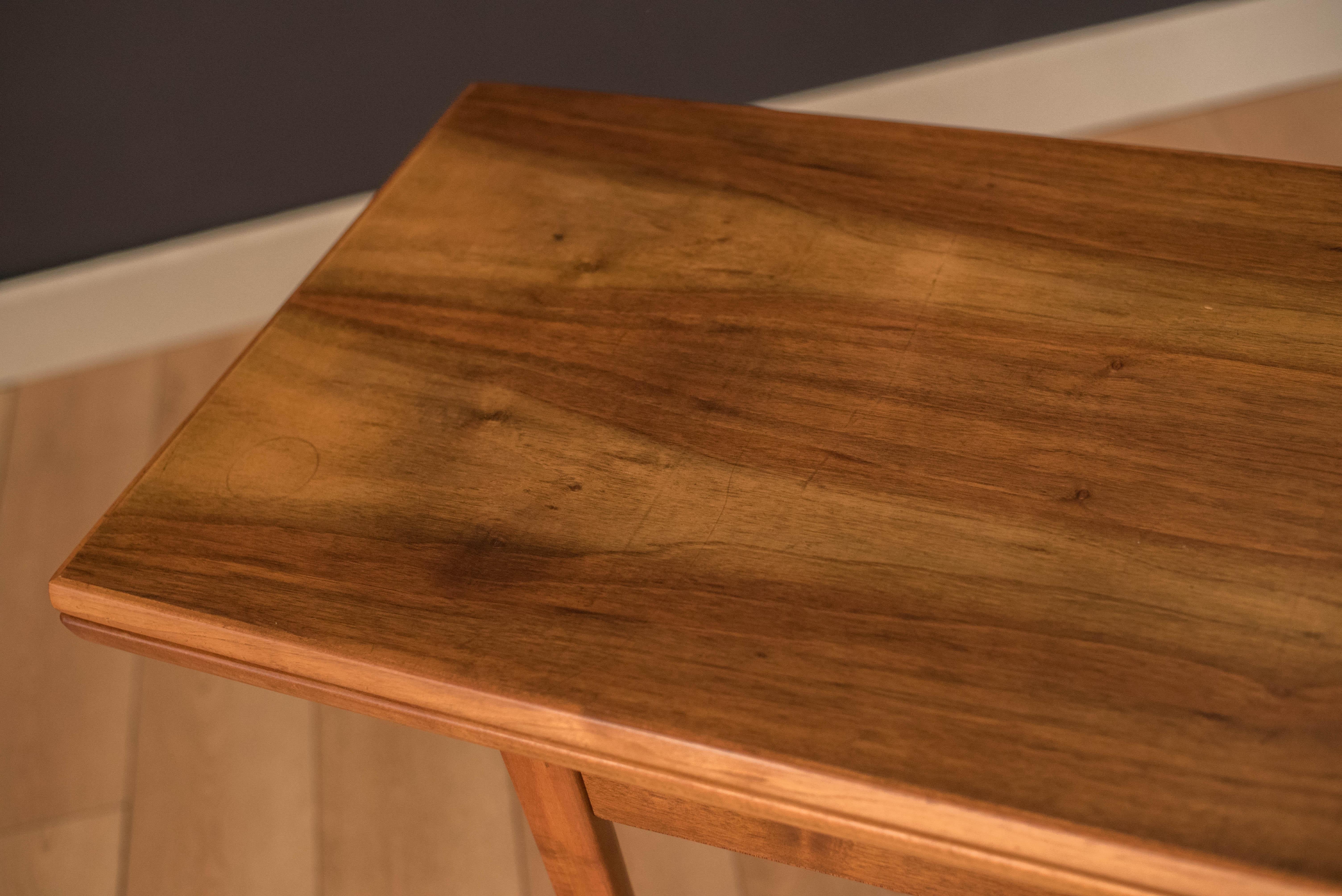 Mid Century Modern Expandable Walnut Console Dining Table 7