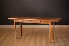 Mid Century Modern Expandable Walnut Console Dining Table