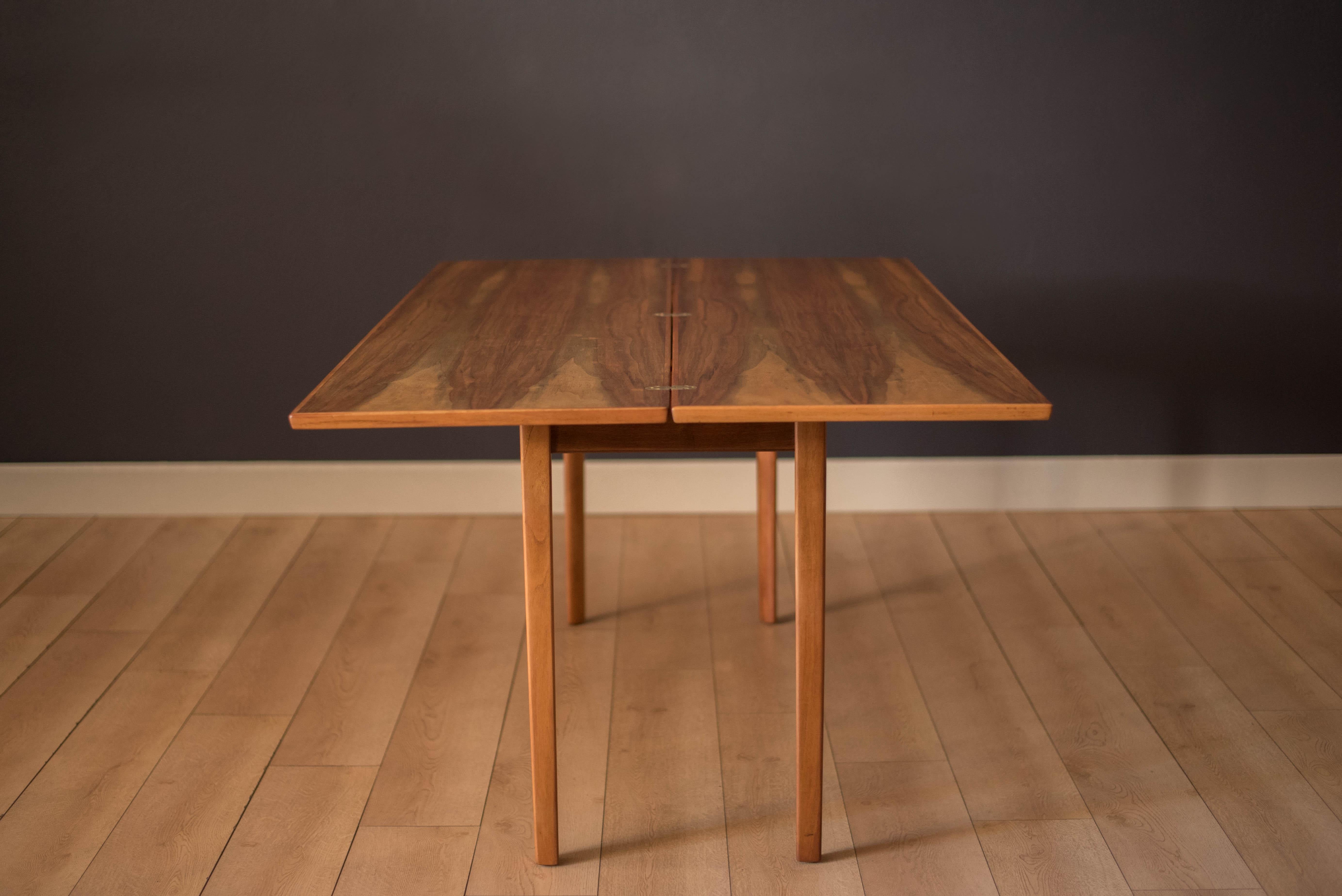 Mid Century Modern Expandable Walnut Console Dining Table 2