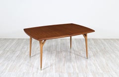 Mid-Century Modern Expanding Two-Tone Walnut & Oak Dining Table