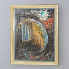 Mid-Century Modern Expressionist Watercolor Painting of Prison Experience, c1950