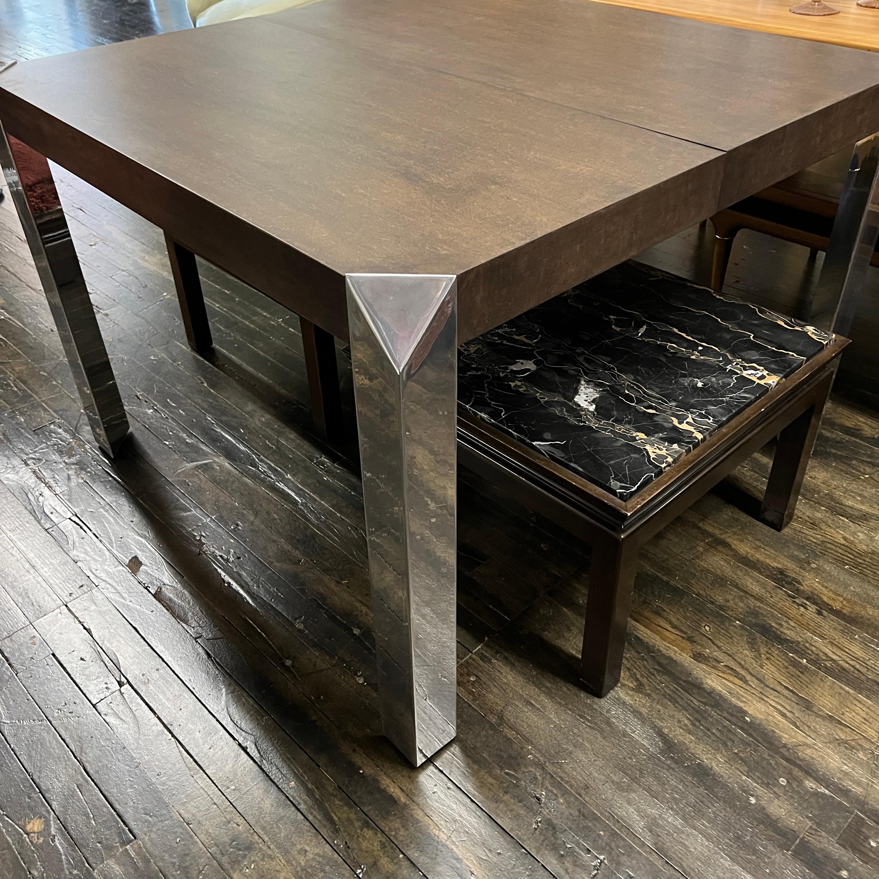 Ausziehbarer Esstisch mit Chrombeinen von Baker Furniture, Mid-Century Modern 7