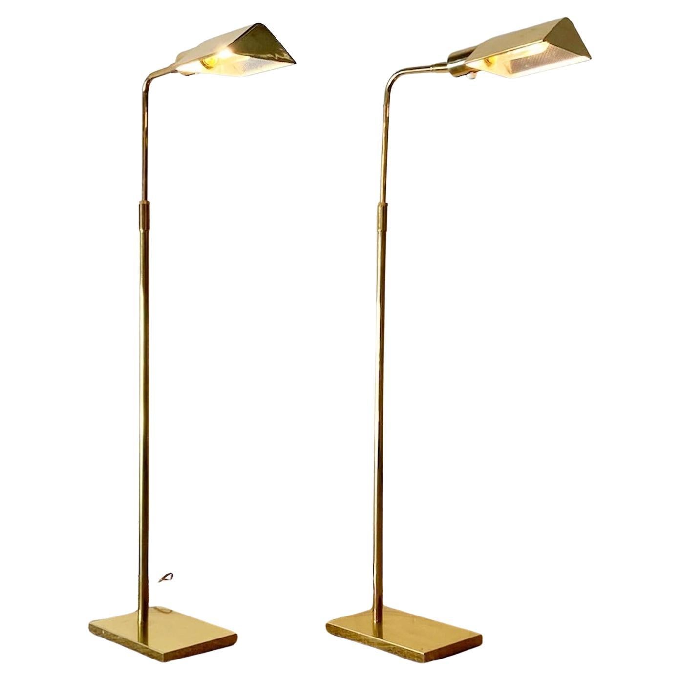 Mid Century Modern Extendable Pharmacy Floor Lamps - a Pair For Sale