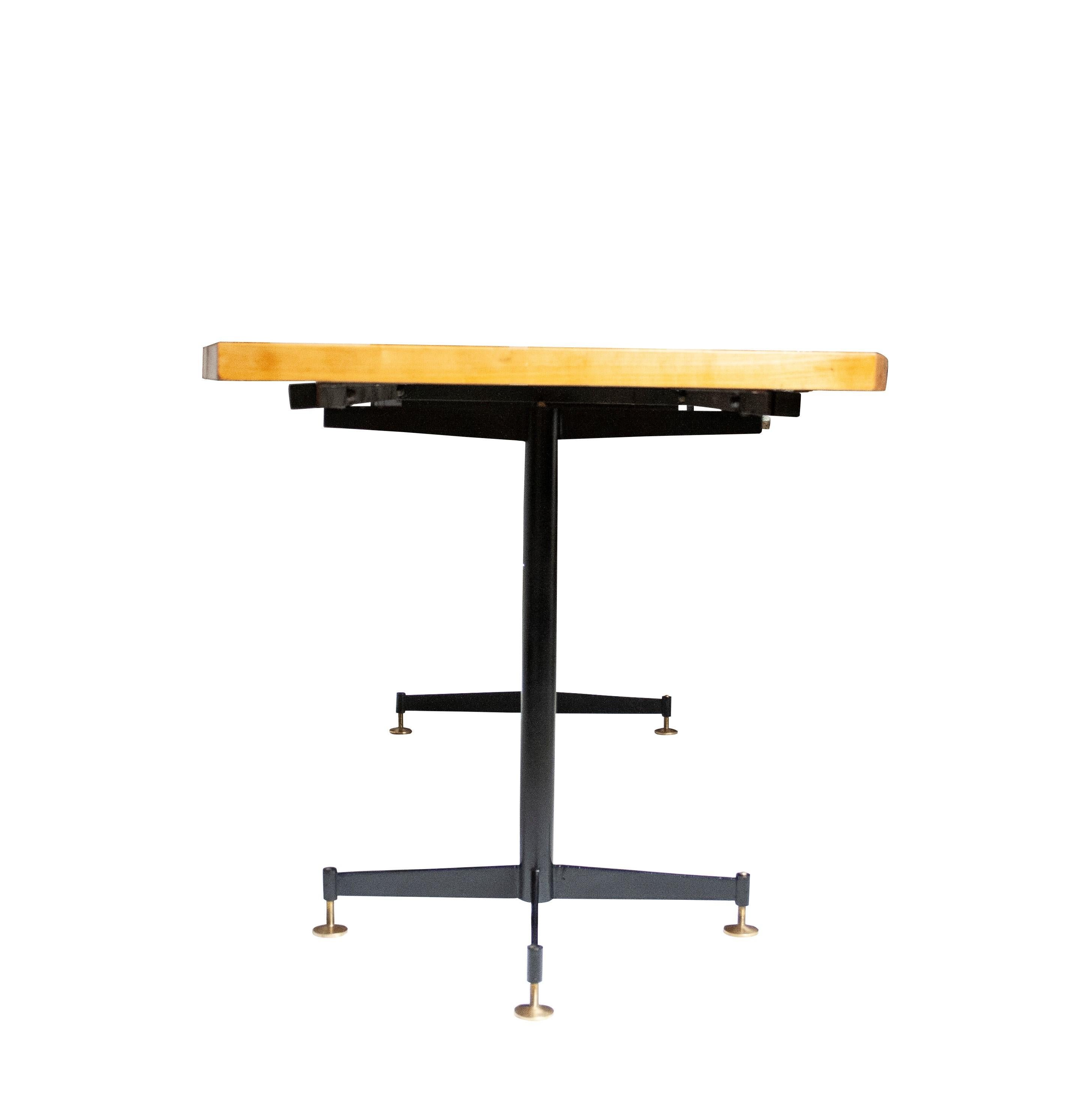 Metalwork Mid- Century Modern Extendable Table Designed by Luigi Scremin, Italy, 1950. For Sale