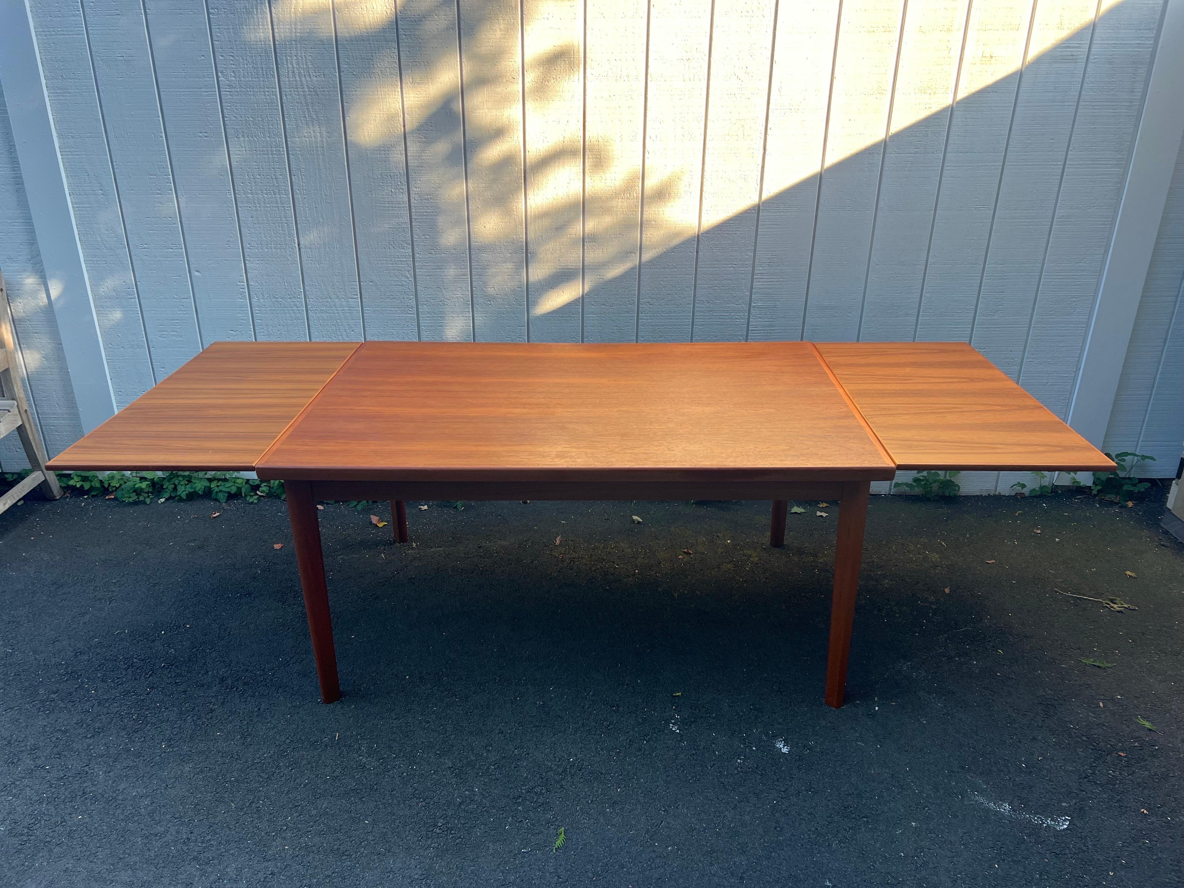 20th Century Mid Century Modern Extendable Teak Table