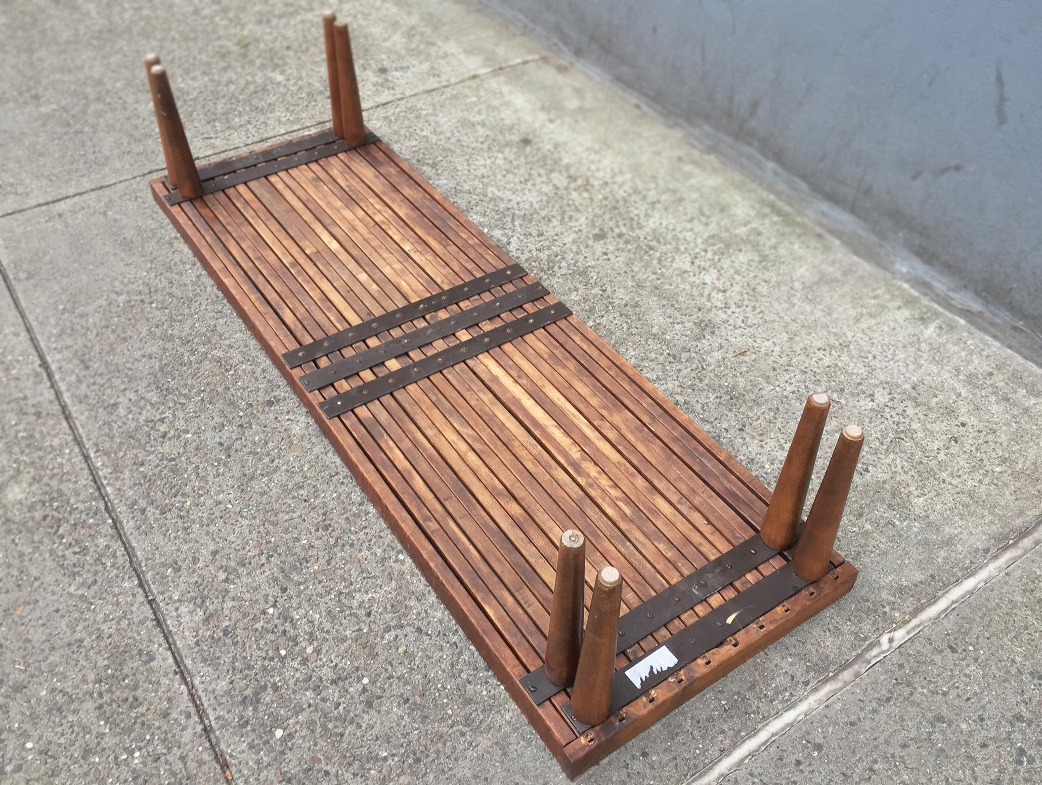 Mid-Century Modern Extending Slatted Bench-Table by John Keal 5