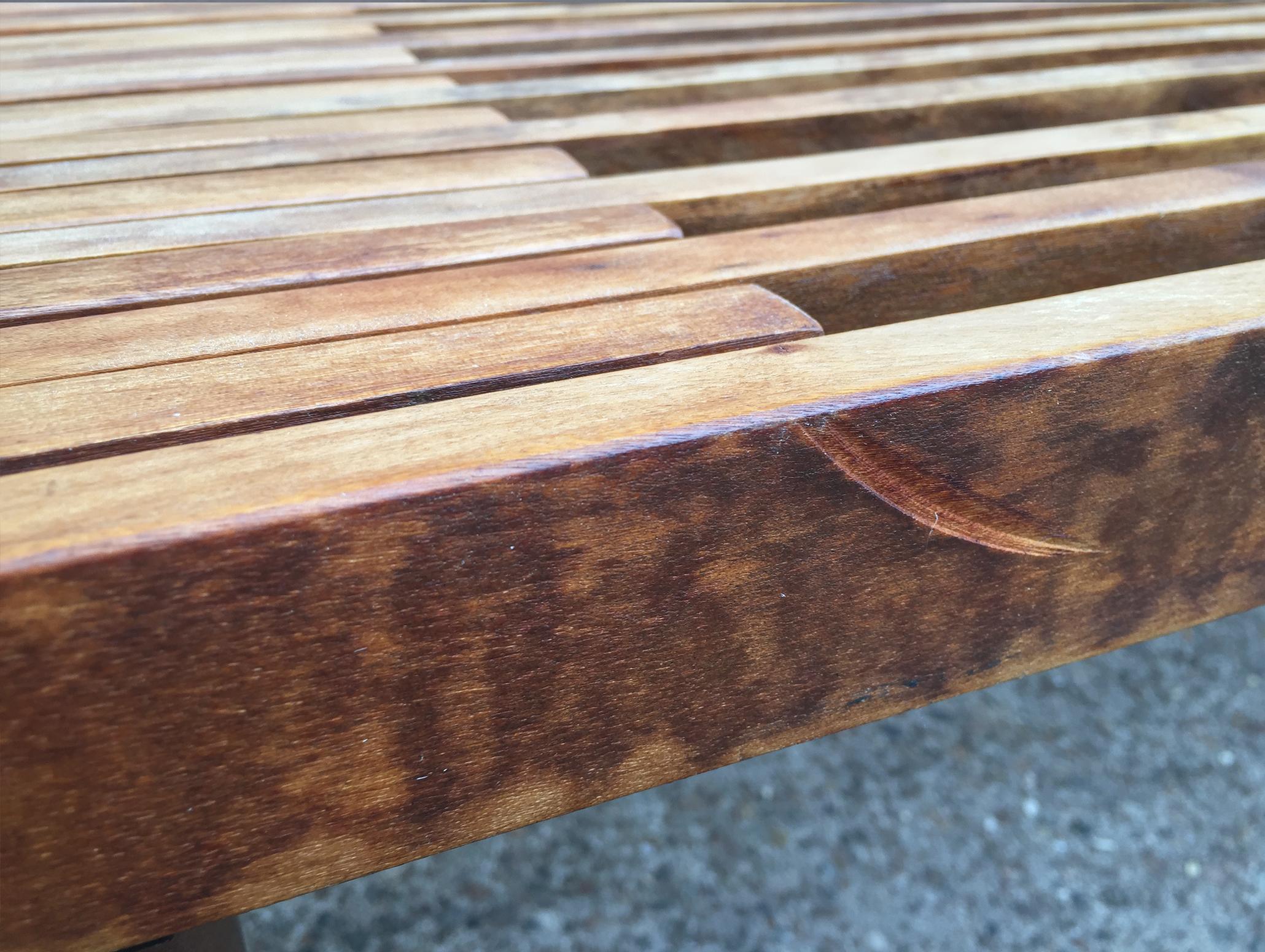 Steel Mid-Century Modern Extending Slatted Bench-Table by John Keal