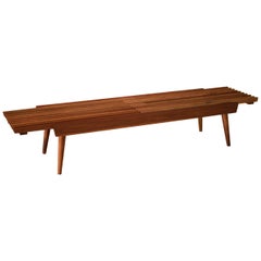 Mid-Century Modern Extension Slat Wood Bench