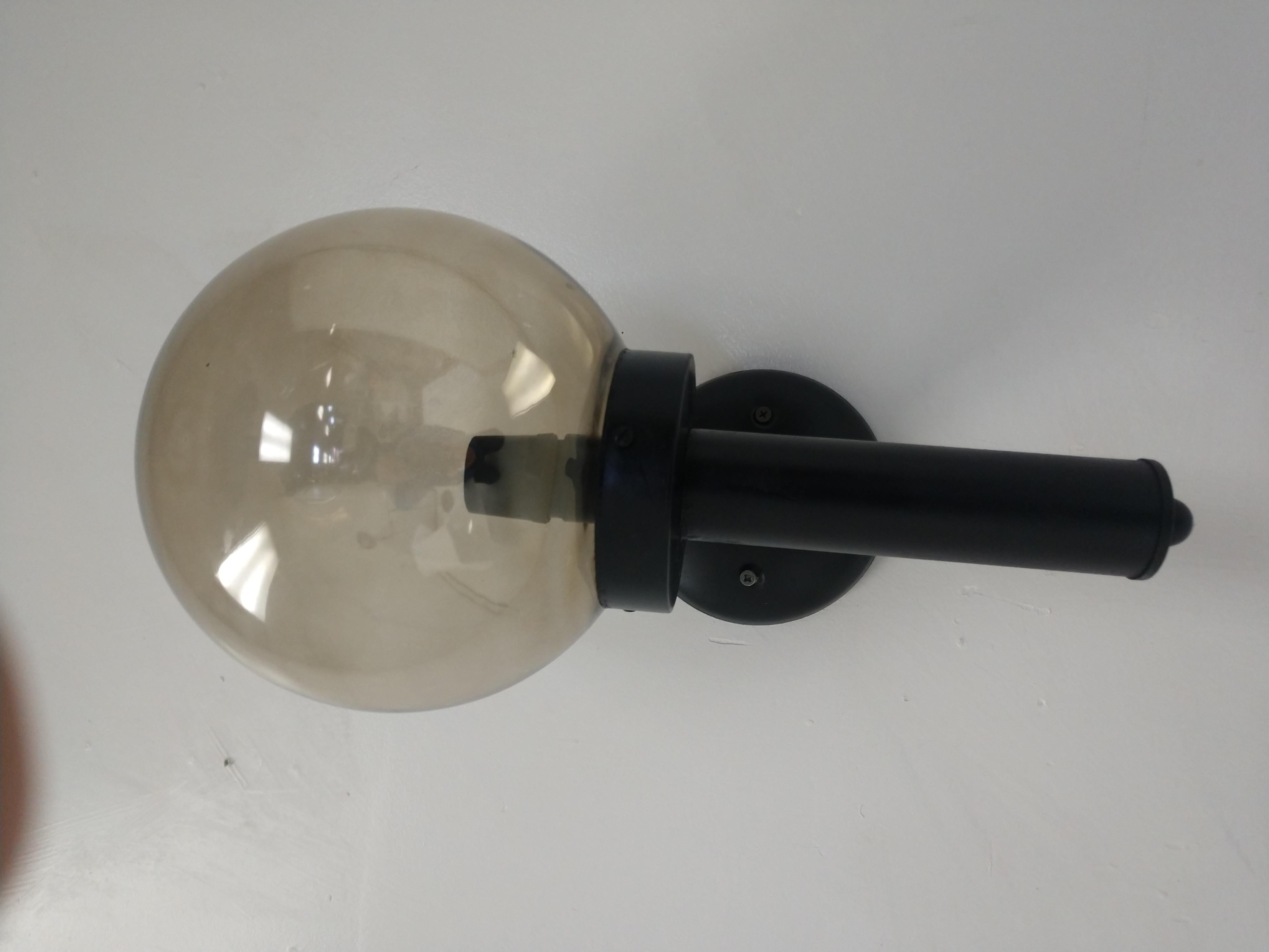 Mid-Century Modern Exterior Porch Lamp with Smoked Amber Glass In Good Condition In Port Jervis, NY